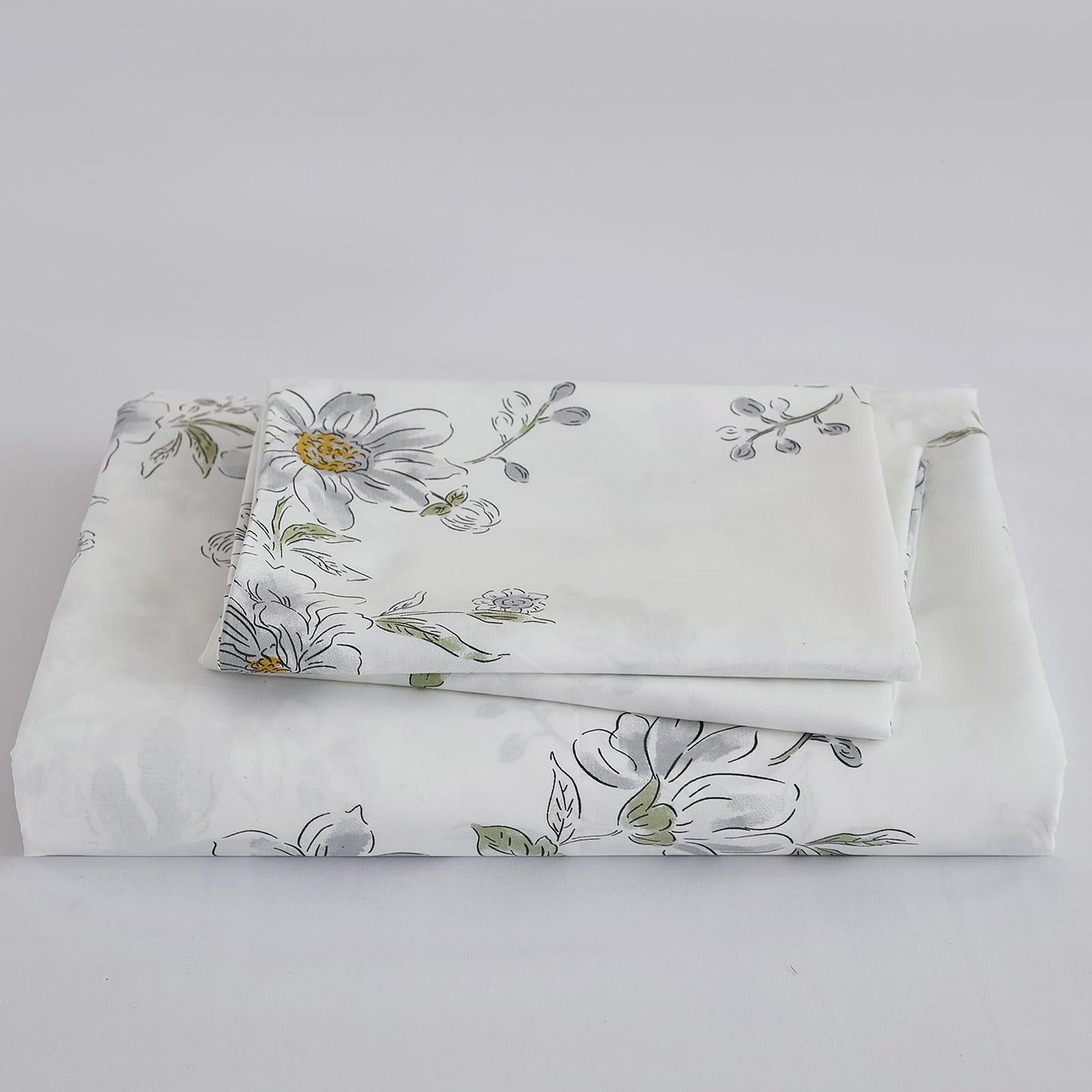 Cozaline 100% Cotton Duvet Cover Set King – Cream Fresh Watercolor Floral Bedding Set 3 Pieces, Ultra Soft Reversible Comforter Cover with Zipper Closure, Nature-Inspired Botanical Bed Set