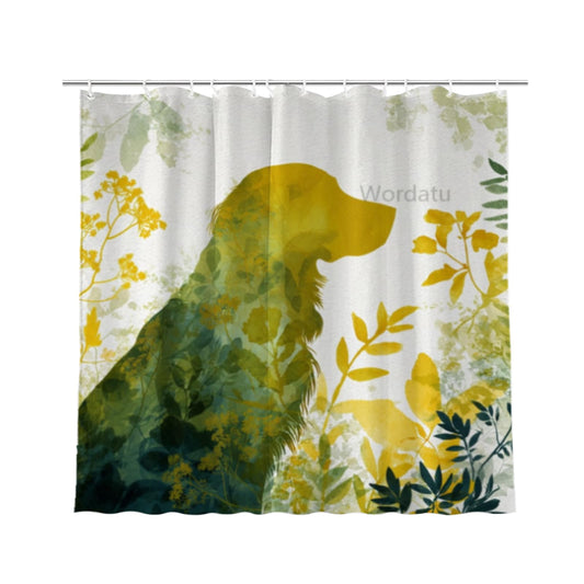 Wordatu Shower Curtain for Bathroom Flower Funny Golden Retriever Shower Curtains for Bathtub Waterproof Fabric Shower Curtain with Hooks 72x72 Inches