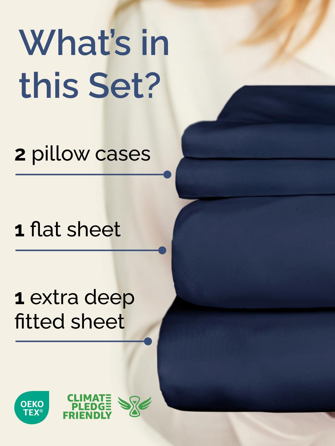 Extra Deep Pocket Full Size Sheet Set - 4 Piece Breathable & Cooling Bed Sheets - Hotel Luxury Bedding with 16 to 21 inch Extra Deep Pockets - Soft, Fade and Wrinkle Resistant - Oeko-Tex - Navy Blue