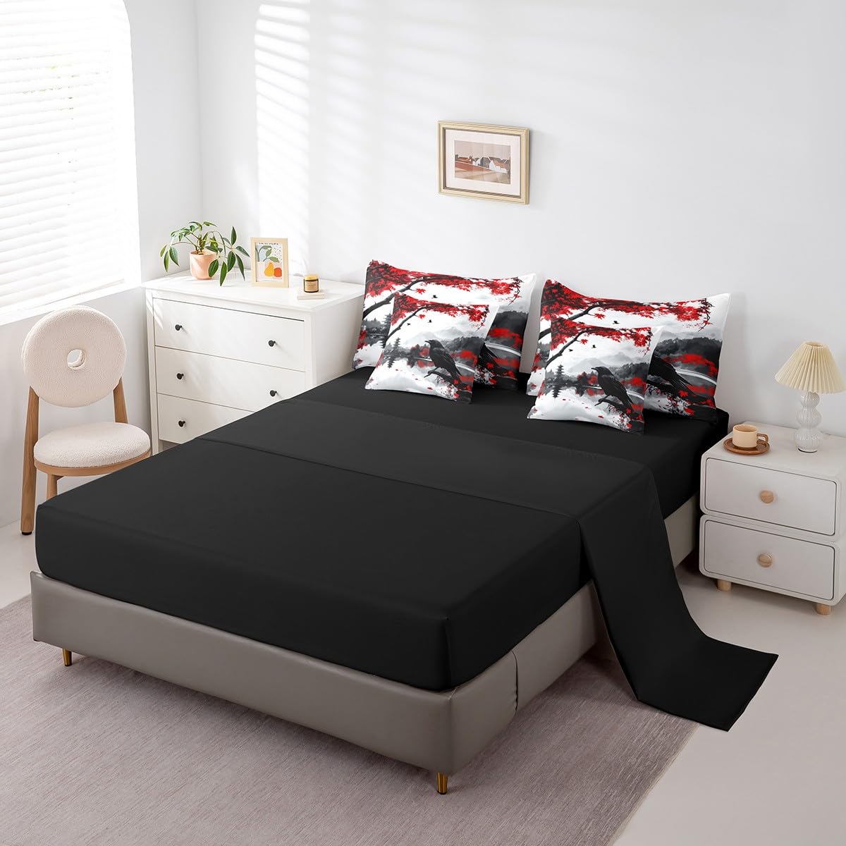 Feelyou Boys Girls Parrot Comforter Set with Sheets Queen Size, Cute Animal 7 Pieces Bedding Set Wild Animal Bed in A Bag Kids Japanese Style Teens Bed Set Bedroom Decor 7Pcs