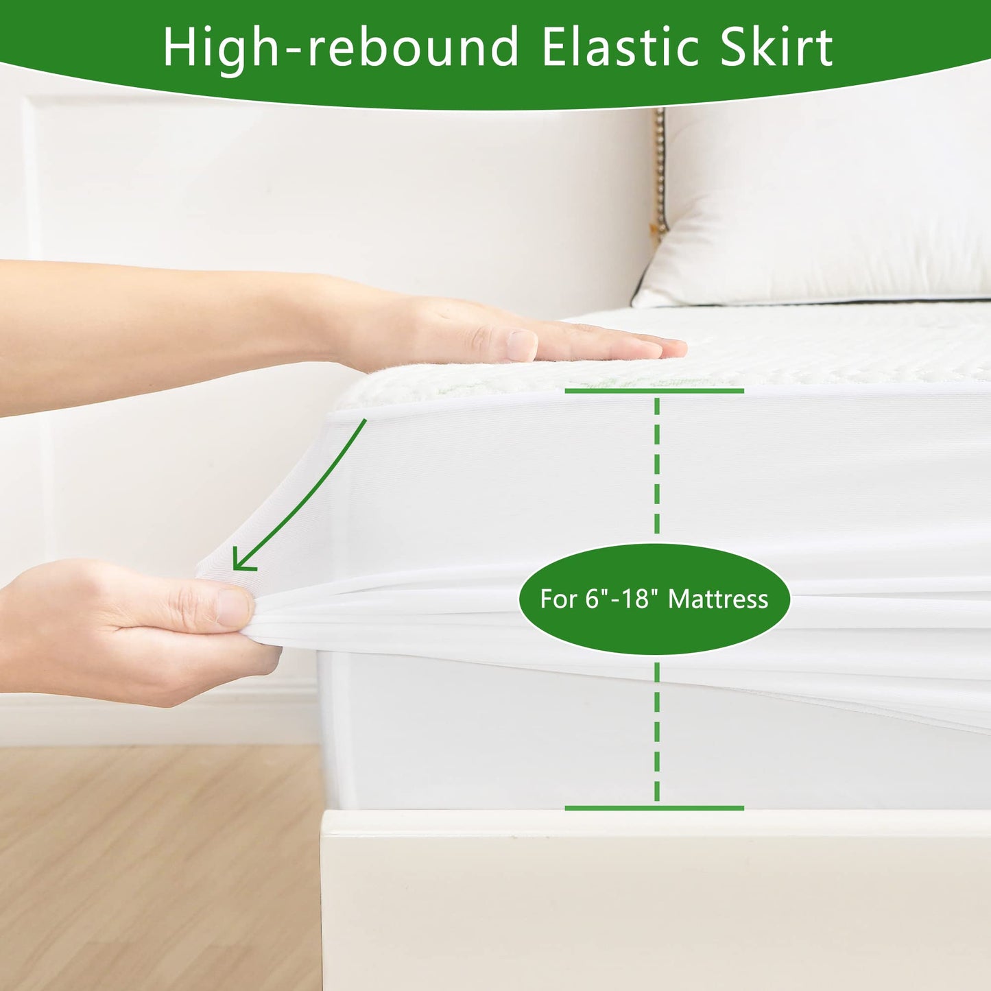 GOONIK King Mattress Protector, Breathable Bamboo Viscose Waterproof King Size Mattress Pad Cover with 6-18 inches Deep Pocket