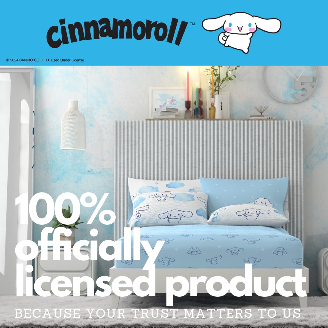 Cinnamoroll Bedding Super Soft Cozy Microfiber 4 Piece Full Sheet Set, (Officially Licensed Product) By Franco