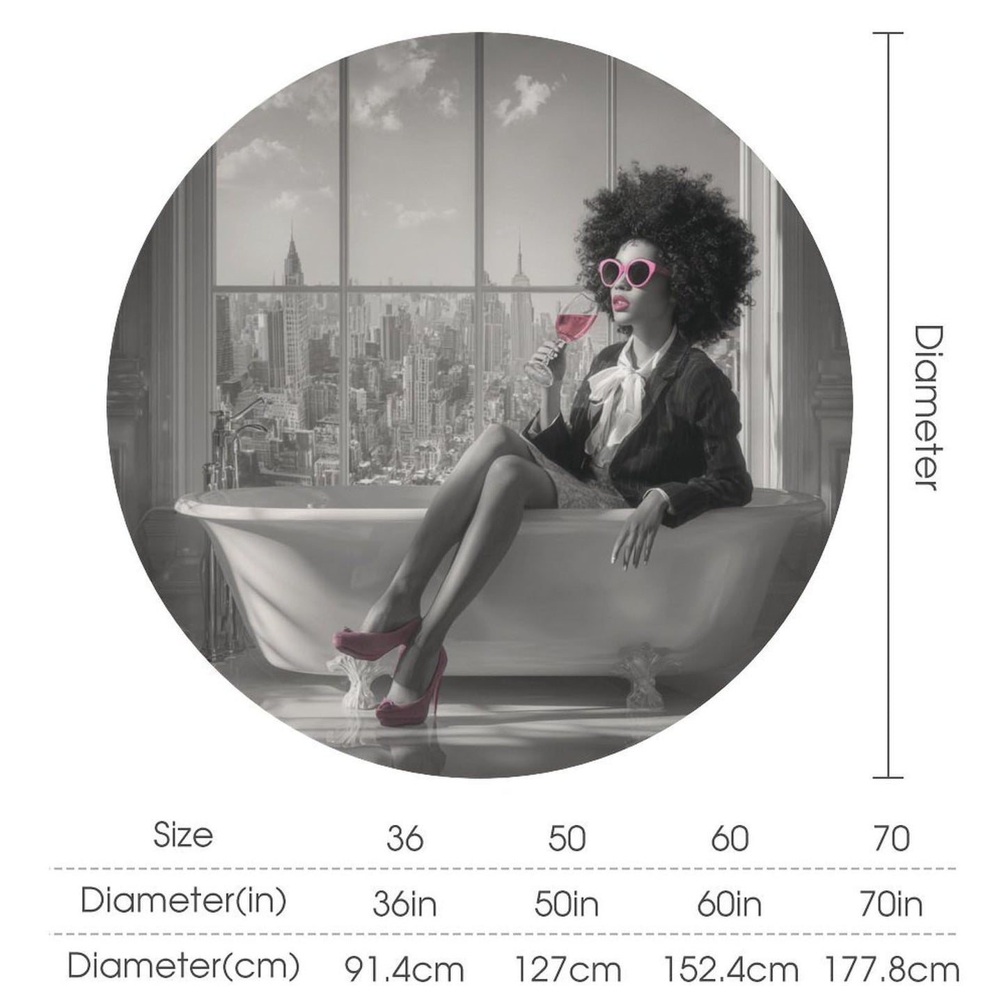 XSUPFLYM Beautiful Abstract African Women Waterproof Round Tablecloth Modern Elegant Bathroom Art American Black Women Washable Holiday Decor Table Cover for Kitchen-36 Wx36 L