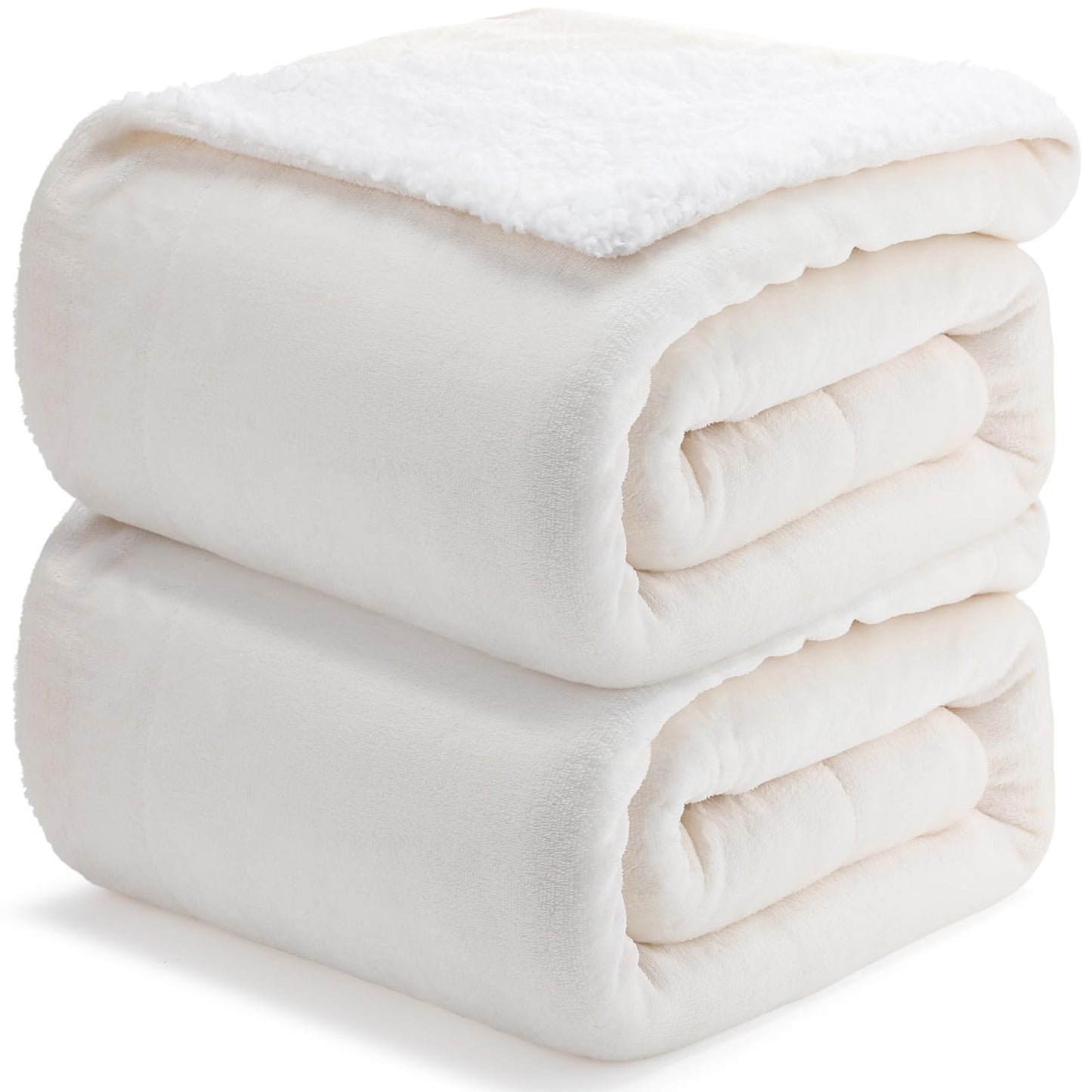 Newwiee 2 Pack 60 x 80'' Sherpa Fleece Throw Blanket Sherpa Plush Blanket Soft Fluffy Thick Flannel Throw Blankets Twin Size Winter Warm Blankets for Bed Sofa Couch(Beige)