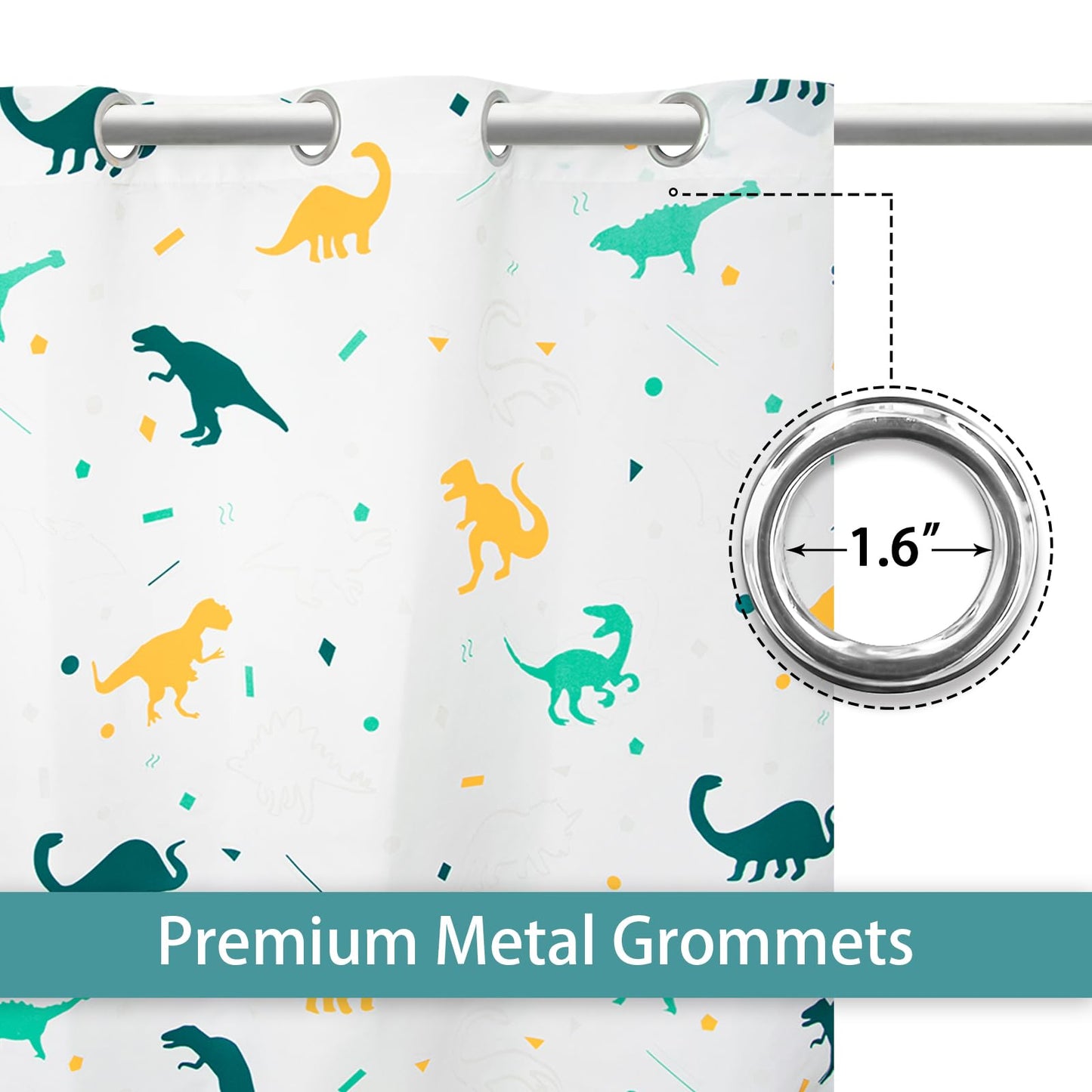 Dinosaur Curtains for Boys Bedroom Glow in the Dark Cartoon Rod Pocket Kids Boys Girls Simple Childish Cute Dino Wildlife Animals Pattern Window Drapes Nursery Bedroom Playroom Living room 2 Panels