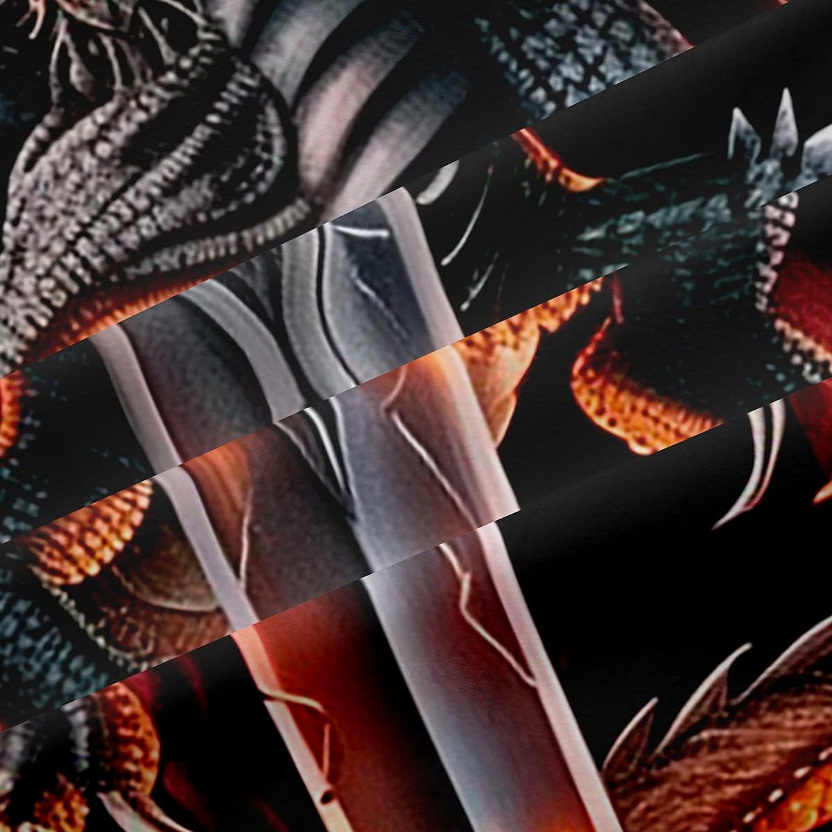 Feelyou Medieval Dragon Blackout Curtains (2 Panels, 42 x 63 Inch) Sword Fire Pattern Darkening Drapes Ancient Wildlife Curtains for Bedroom Living Room