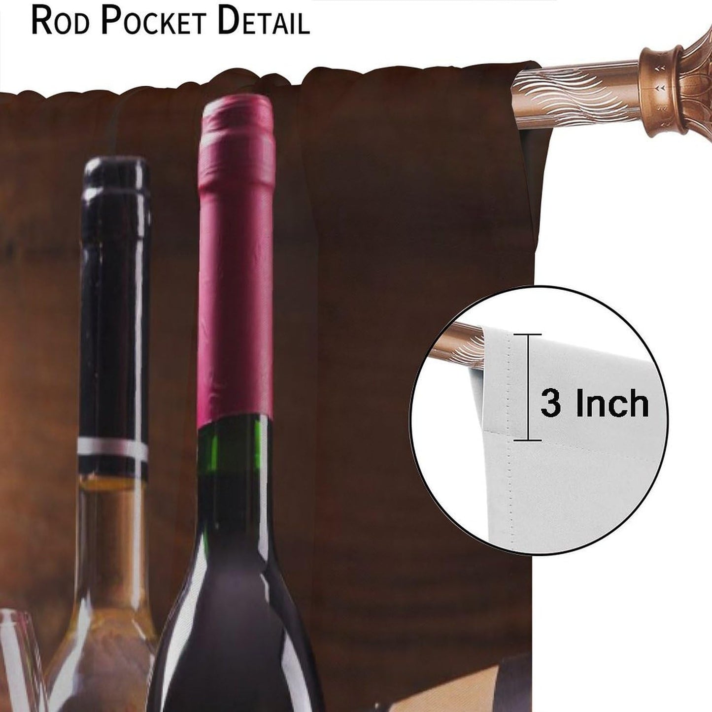 BenYaSong Wine Decor Window Curtains, Glasses of Red and White Wine Served with Grapes French Gourmet Tasting for Home Kitchen Livingroom Coffee Room Window Curtain Drapes 2 Panels 42x45 Inch