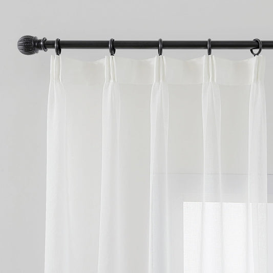 White Sheer Curtains Drapes 94 Inches Long 2 Panels Pinch Pleat Thin Gauze