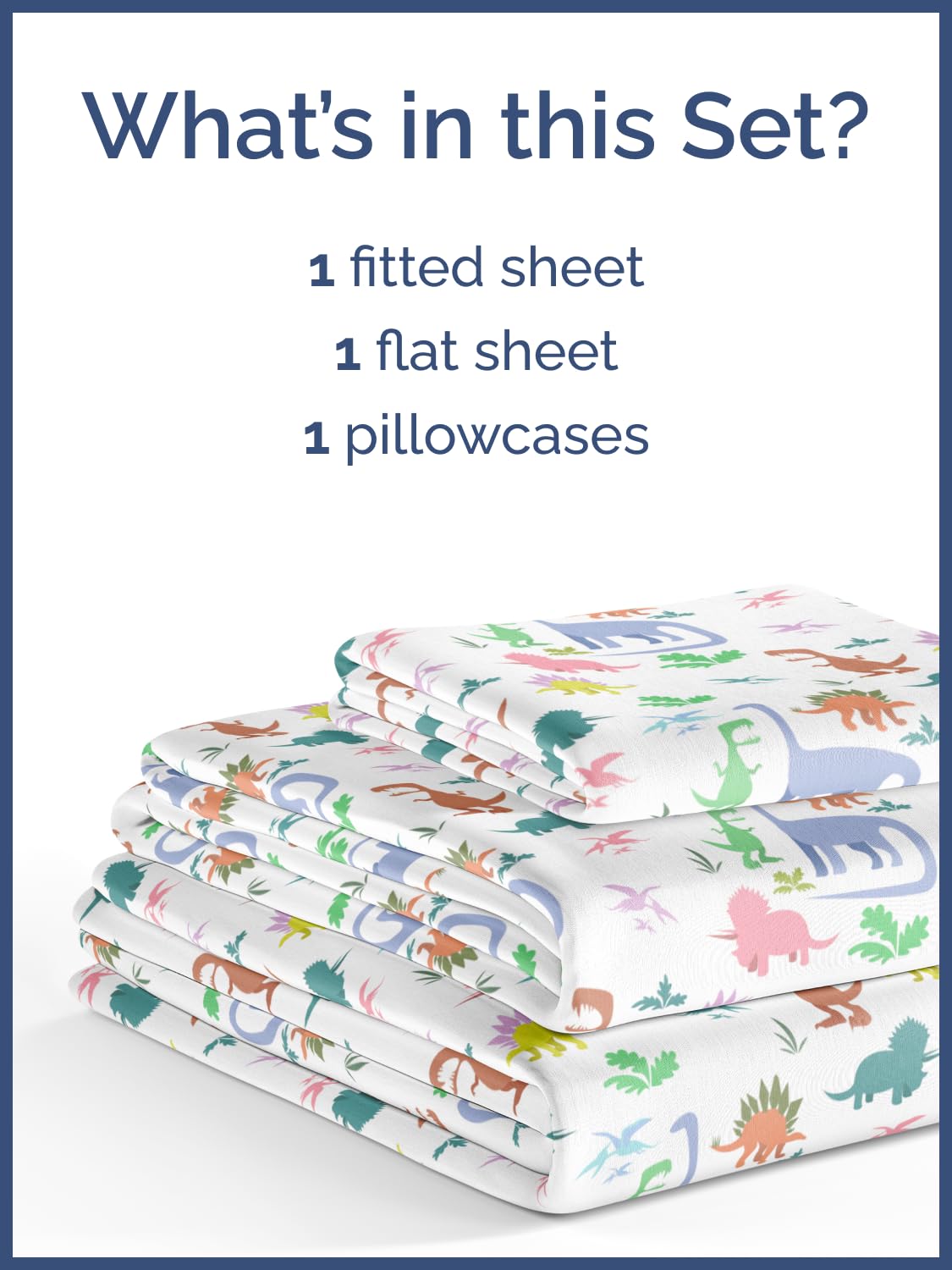 Kids Twin Size Bed Sheet Set - 3 Piece Kids Loft Bed Sheets - Boys Dinosaur Themed Bedding - Soft, Cute & Cozy - Breathable & Machine Washable - Colorful Dino Bed Set for Boys, Girls, Teens & Toddlers