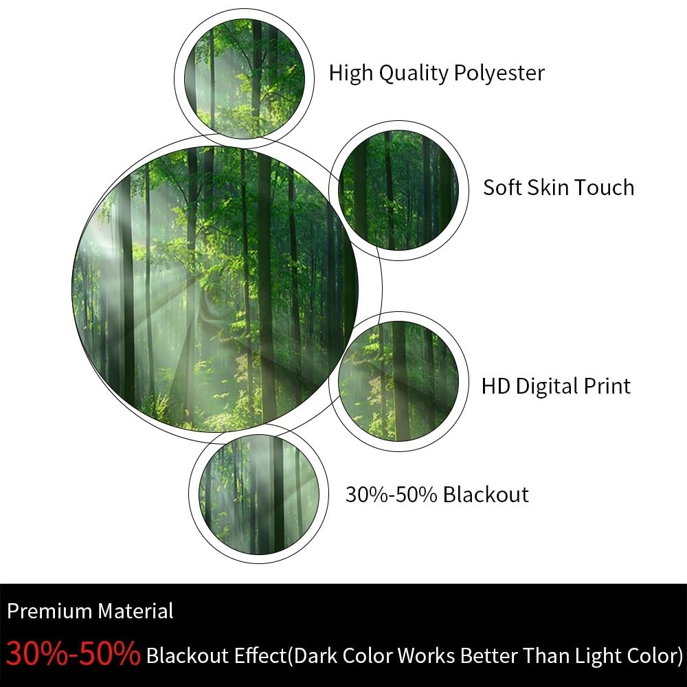 Spring Forest Door Curtains for Doorway Privacy National Forest Park Plants Lush Tree Sunshine Nature Scenery Closet Door Cover Curtain for Bedroom Living Room 47x79 Inch,1 Panel