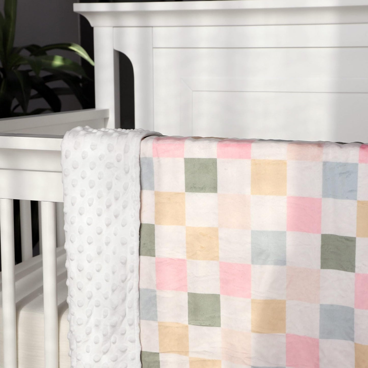 DILIMI Baby Blanket, Soft Warm Newborn Toddler Minky Plush Dot Blanket for Girl and Boy Unisex (40×30 in), Colorful Checkered