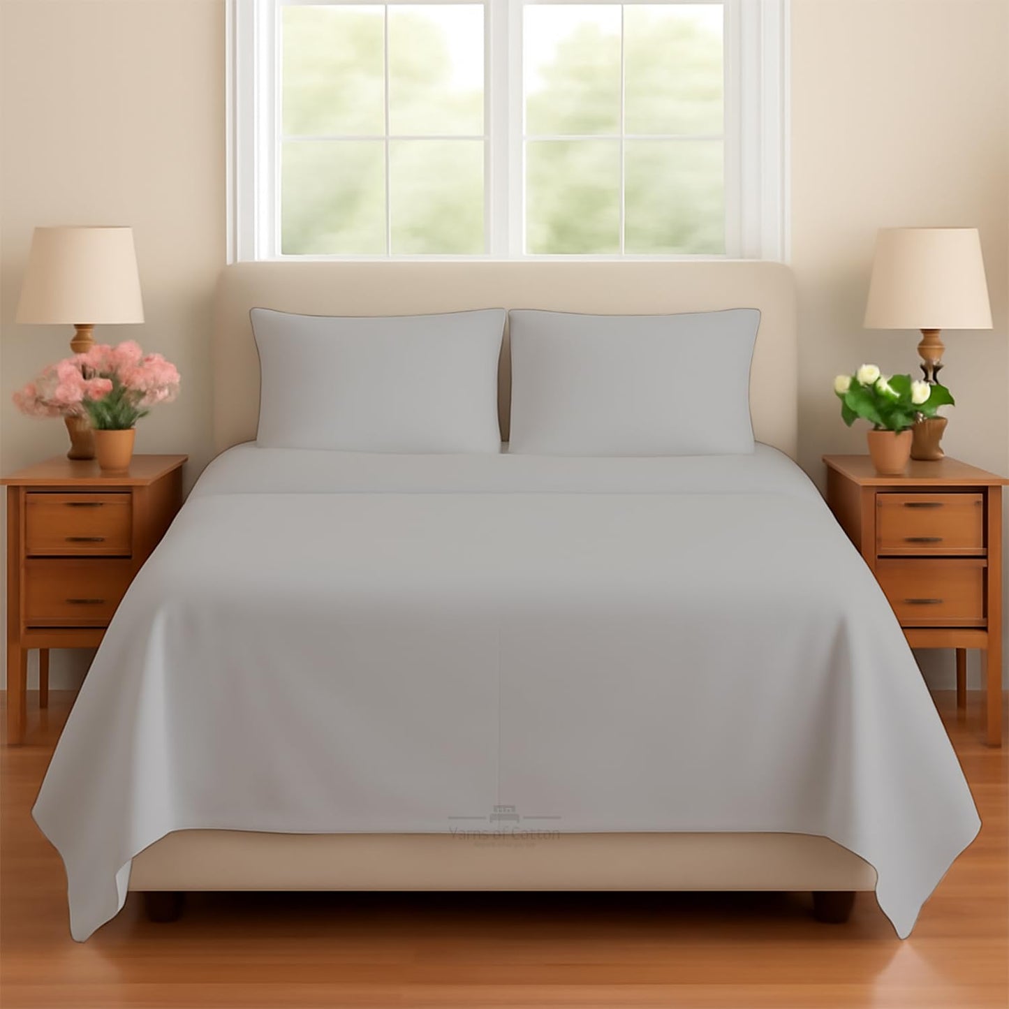 Sleeper Sofa Bed Sheet, 100% Cotton 400 Thread Count, 4 Piece Set, Deep Pocket Fitted Sheet, Soft Wrinkle Free & Breathable, Luxury Hotel Quality, Fits Up to 6 Inch Mattress (Full, Light Grey)