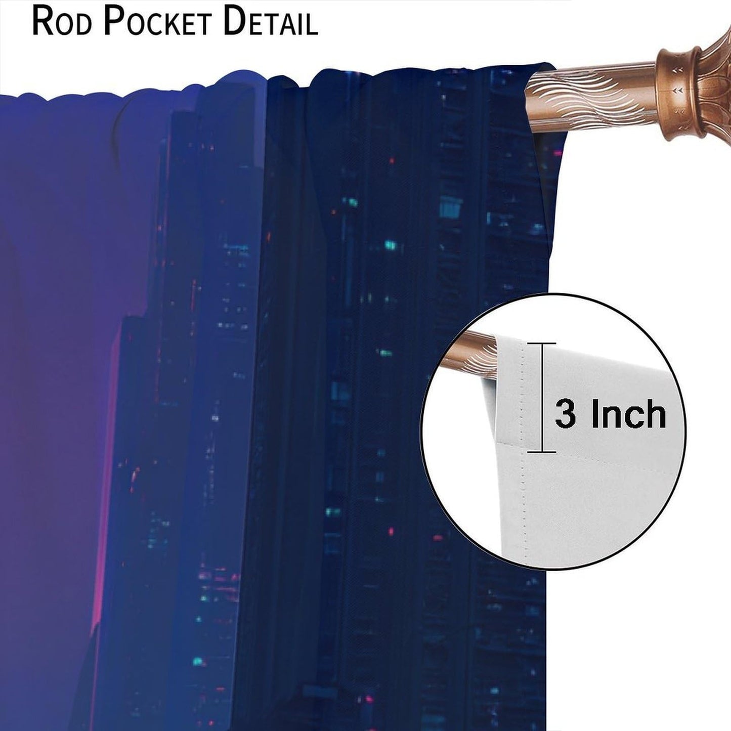 WDHTEXT Novelty Cityscape Blackout Window Curtain Panels, Building Road Rod Pocket Window Drapes for Living Room Bedroom, 2 Panels, Each 21W x 45L