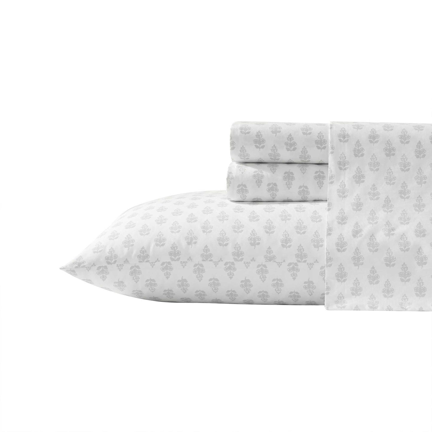 Laura Ashley – Twin Size Sheet Set, Soft & Lightweight Cotton Percale Bedding with Matching Pillowcase, Deep Pocket, Floral Room Decor, College Dorm Room Essentials (Francesca Grey)