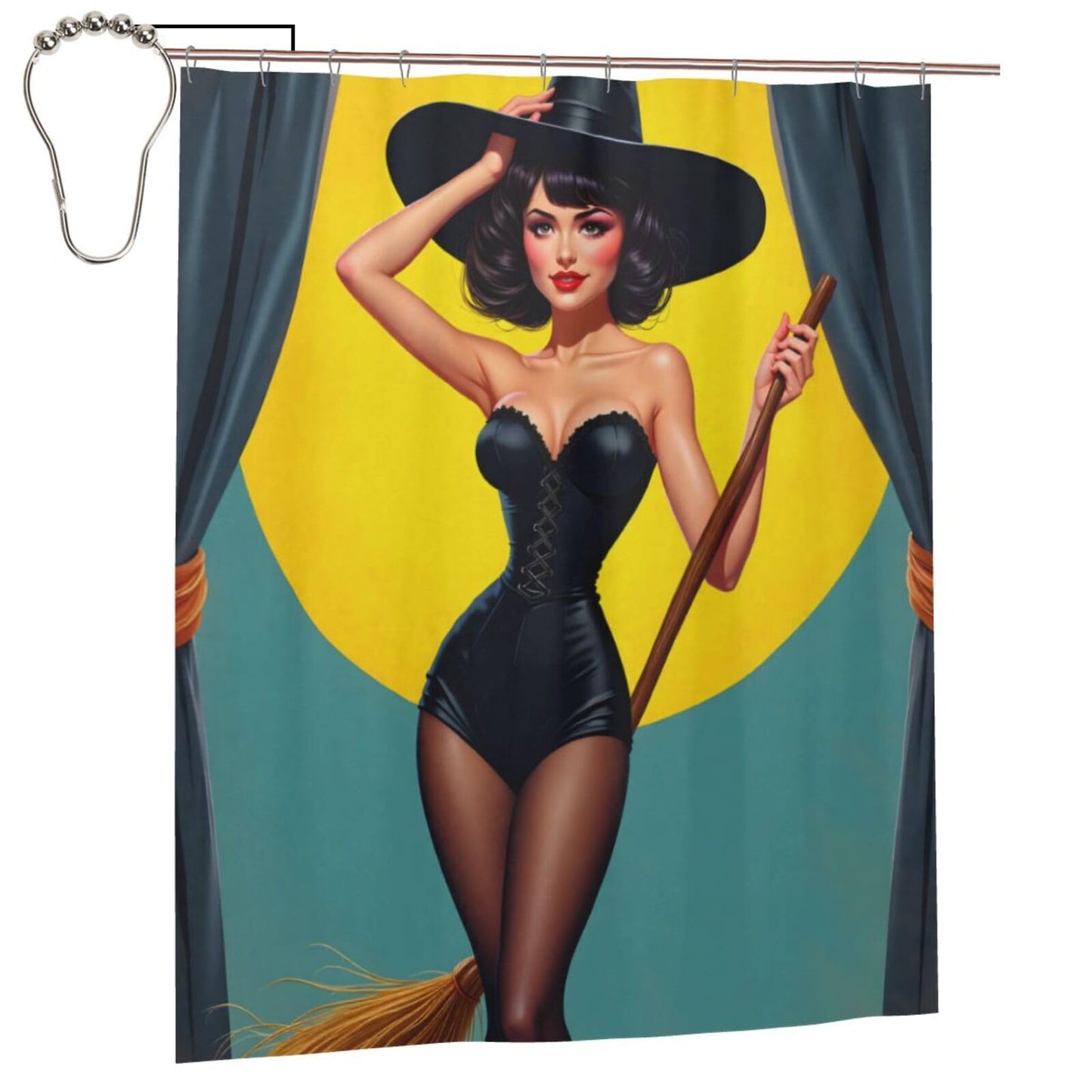 HEILIVIO Shower Curtain Halloween Witch Waterproof Fabric Stylish Durable Bathroom Decor,Quick-Dry,60x72inches,Includes Hooks