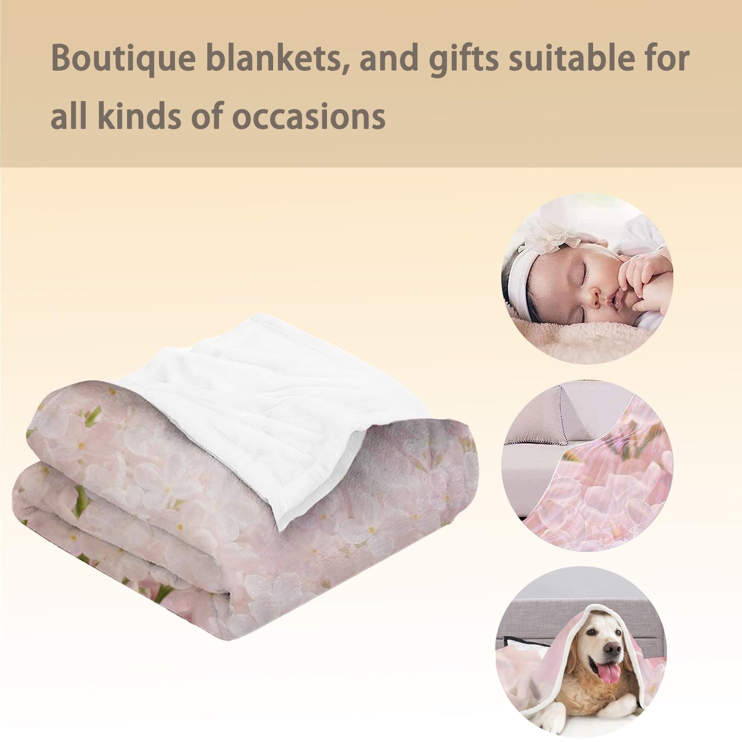 Ti Caldi Sloth on a Swing & Cherry Blossom Blanket, Soft Flannel Throw Blanket for Couch, Bed, Travel, Living Room & Home Decor, Lightweight Cozy Warm Fuzzy Blankets for Adults Women Kids 60×50 in