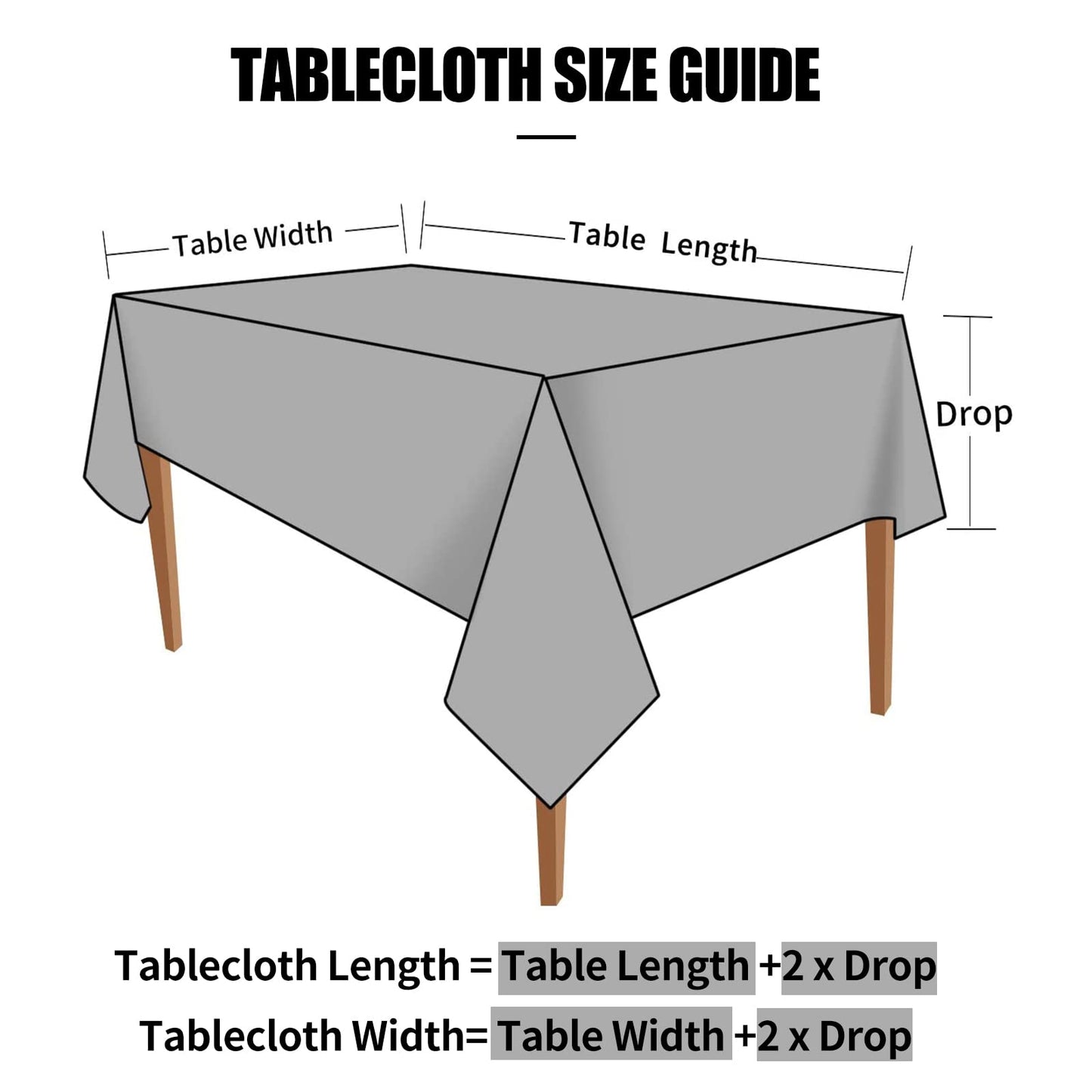 Smiry Rectangle Table Cloth, Waterproof Heavy Duty Vinyl Tablecloths, Wipeable Washable Table Cover for Kitchen and Dining Room (Grey, 60" X 140")