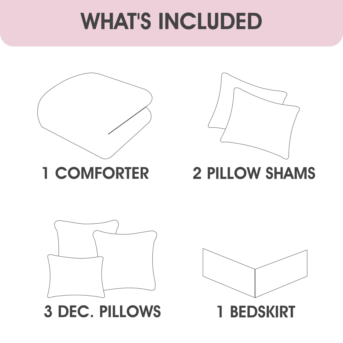 LANCO MODERN LIFESTYLE Bright Blush 7 Piece Comforter Set, King, Elegant Floral Jacquard, Ultra Soft Bed Set for All Seasons, Bed in a Bag, Include Comforter, Bed Skirt, Pillow Shams & Decor Pillows