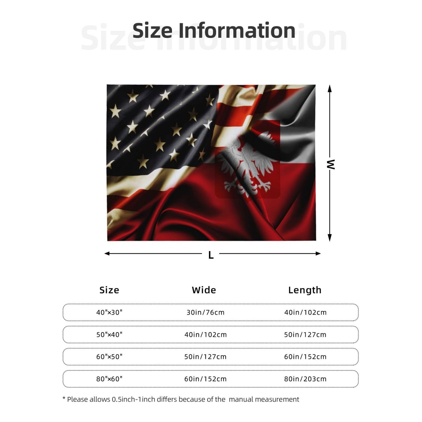 America Flag Poland Flag Throw Blankets Vintage for Bed & Couch Warm Winter Style - Lightweight Cozy Blanket for All Seasons