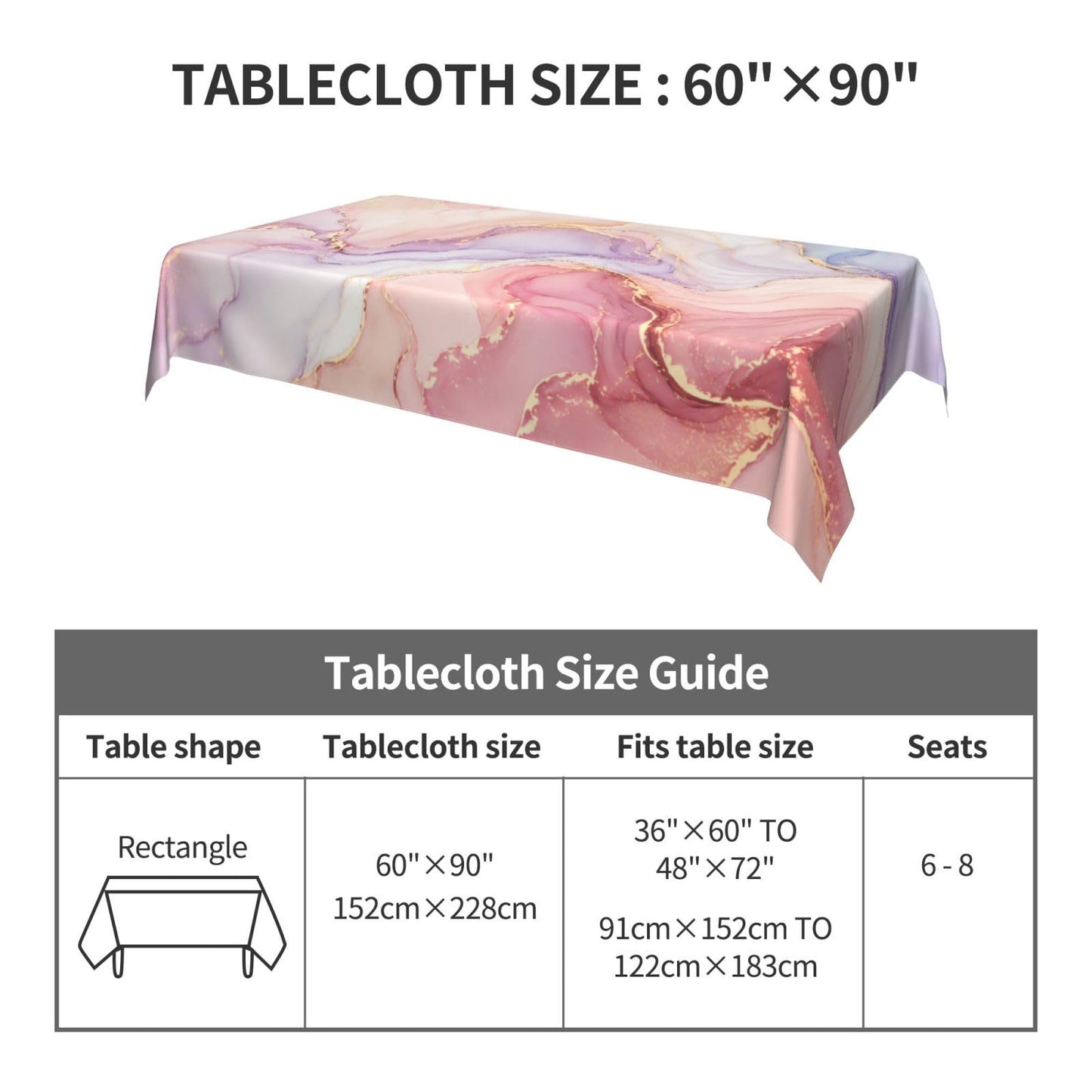 mutakin Marble Rectangle Tablecloth Washable Table Cloth 60x90 Inch Table Cover Waterproof for Decoration Kitchen Dining Room