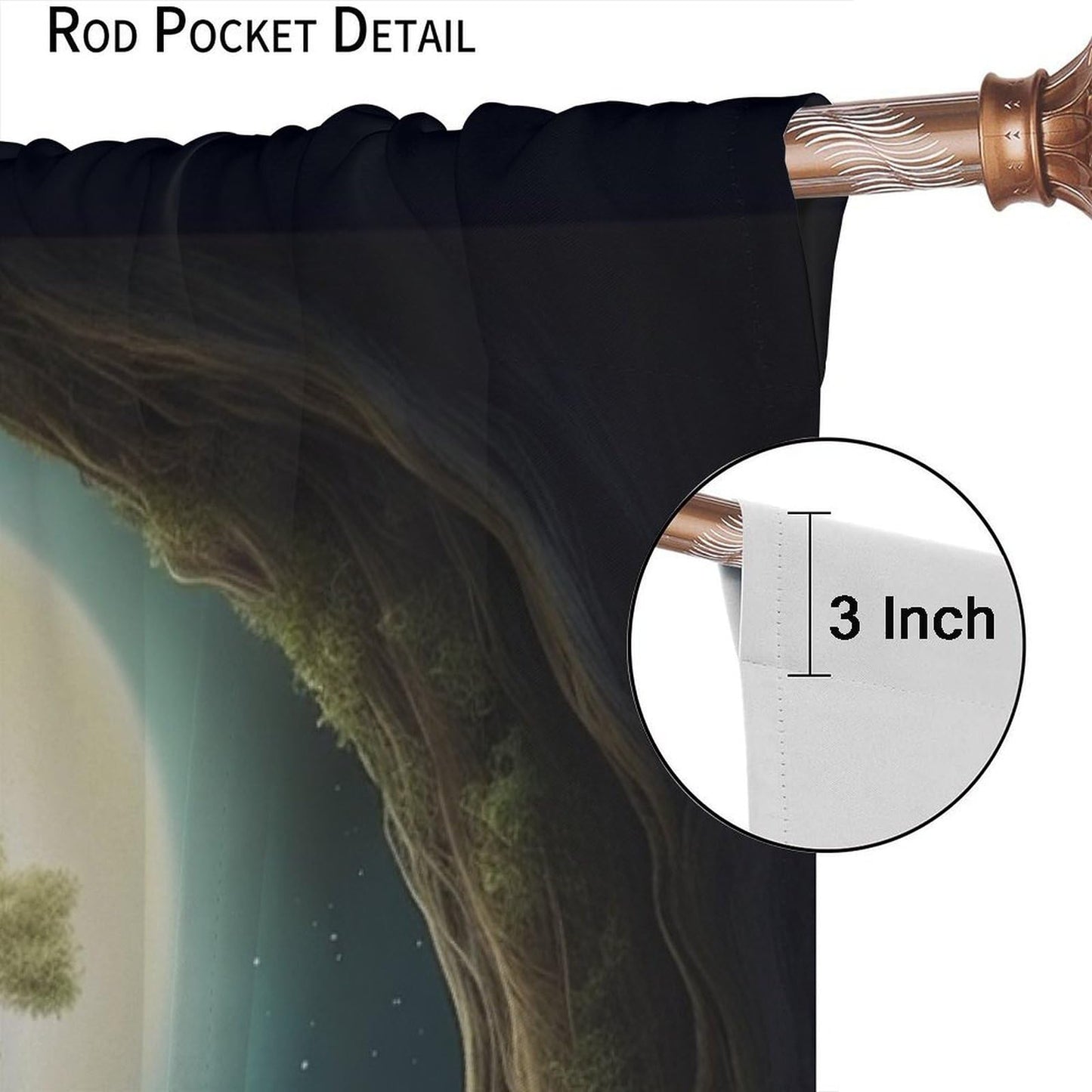 Fantasy Forest Blackout Curtains - Magic Forest Trees Trunk Bright Moon Stars Theme Print Grommet Dr for Kids Boy Girl Baby Bedroom Nursery Living Room Decor Window Drapes 2 Panels 42x45 Inch