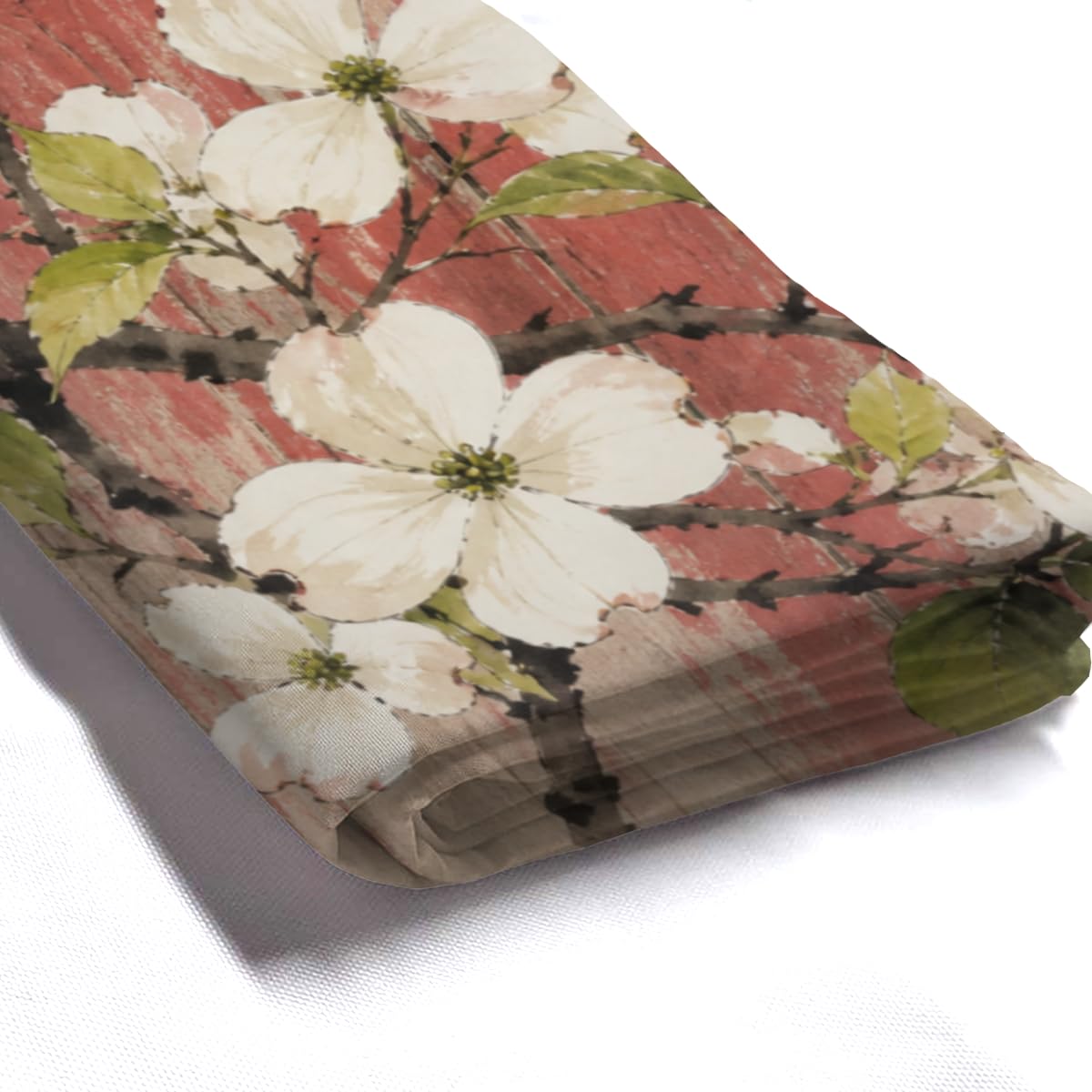 TopPacific White Blossom Red Wood Shower Curtain 72x72 Inch Shower Curtain with 12 Hooks Polyester White Blossoms Butterflies Red Wood Fence Bathroom Decor