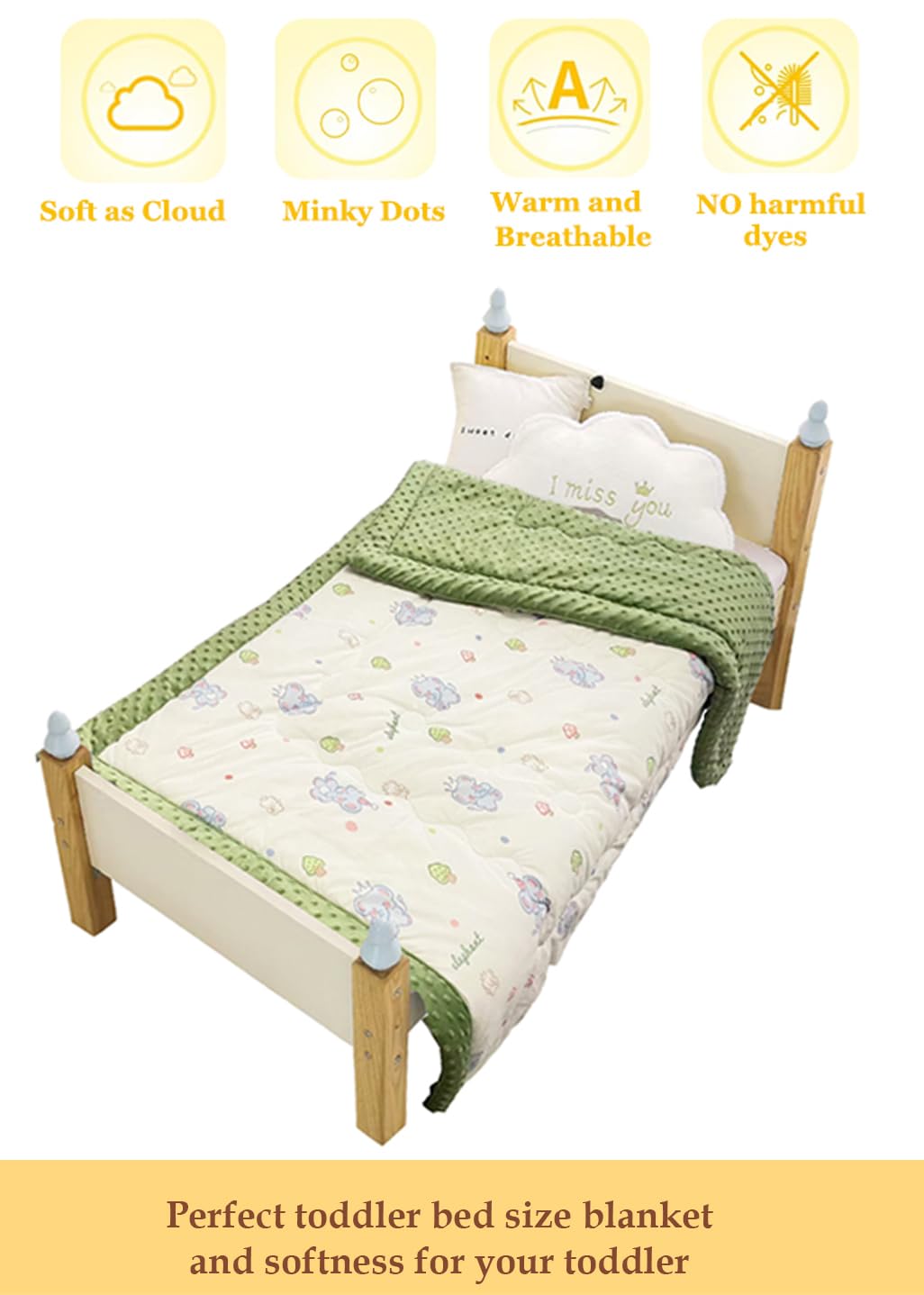 cutie pumpkin Toddler Comforter 47x59 Inch, Lightweight Down Alternative Quilted Blanket for Crib & Toddler Bed, Soft Minky Dots Baby Quilt, Machine Washable Year-Round Bedding