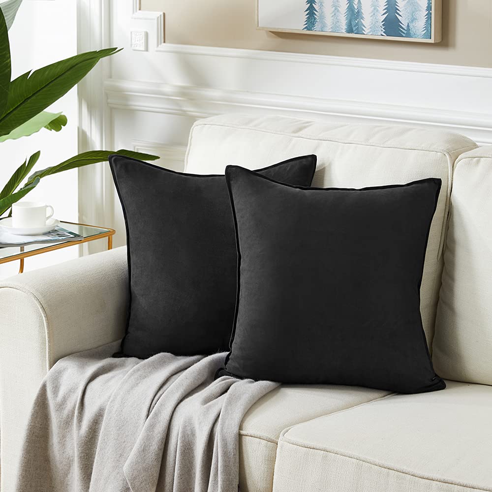 Fancy Homi 2 Packs Sage Green Decorative Throw Pillow Covers 18x18 inch, Super Soft Faux Suede Decor Square Pillow Covers, Solid Cushion Cover for Couch Living Room Sofa Bedroom 45x45 cm