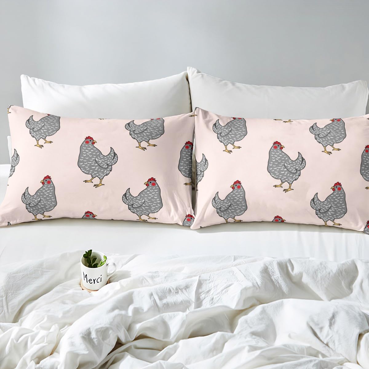 Erosebridal Rustic Chicken Sheet Set for Kids Boys Girls,Watercolor Rooster Bed Sheets Full,Farmhouse Animal Bedding Set,Country Wild Animal Fitted Sheet + Top Sheet Microfiber + 2 Pillowcases