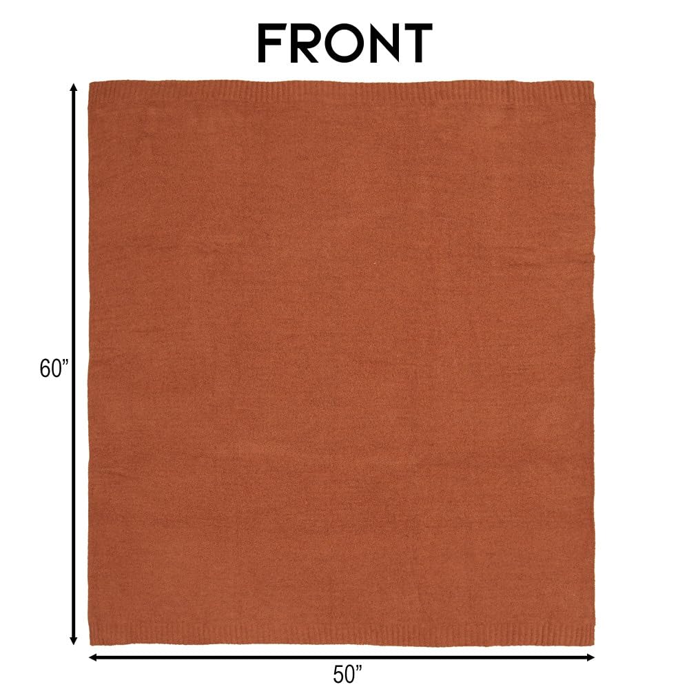 Carstens, Inc. Luxury Soft Stretchy Reversible Plush Throw Blanket, Large 50" x 60", Desert Clay