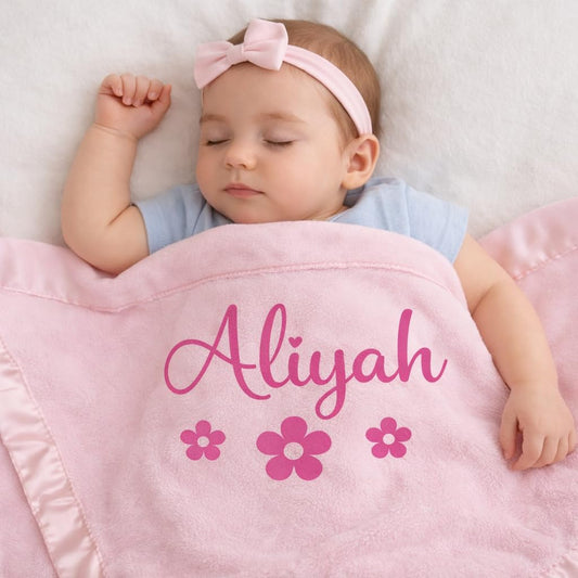 Personalized Baby Blanket for Girls - Newborn or Infant Gift with Name - Personalized Baby Blankets for Girls - Baby Blankets Newborn - Custom Pink Blanket - Custom Baby Blanket