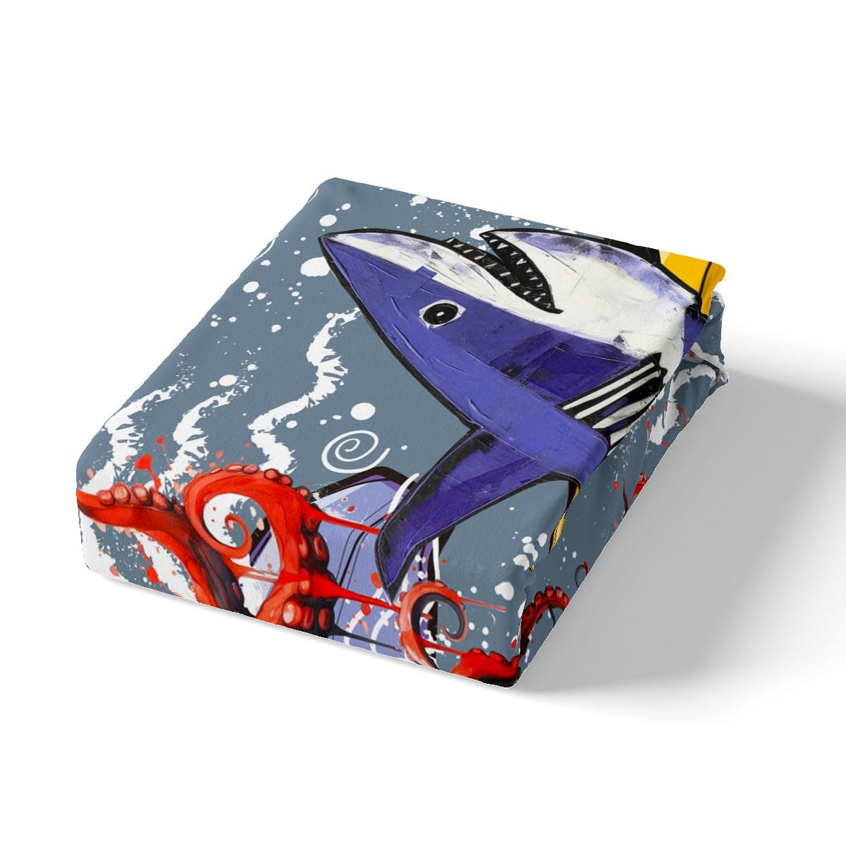 Feelyou Kids Cute Shark Bedding Set Cartoon Octopus Comforter Cover for Boys Children Ocean Surfing Animal Duvet Cover Sea Marine Creature Bedspread Cover Room Decor 3Pcs With 2 Pillow Case Queen Size