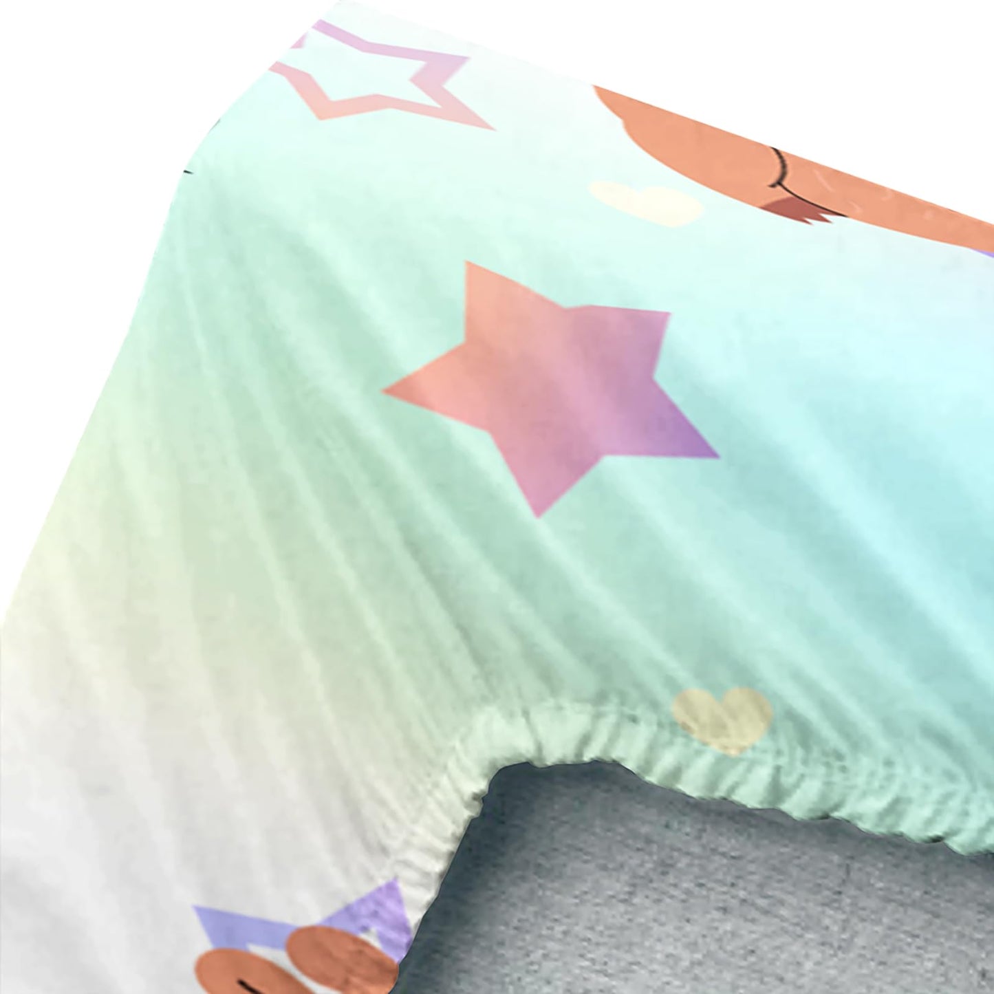 AILONEN Kawaii Capybara Fitted Sheet Set Twin Size,Cute Cartoon Capybara Rainbow Bedding Set for Girls Kids,Lovely Animal Star Fitted Sheet & 2 Pillowcases-3 Pieces