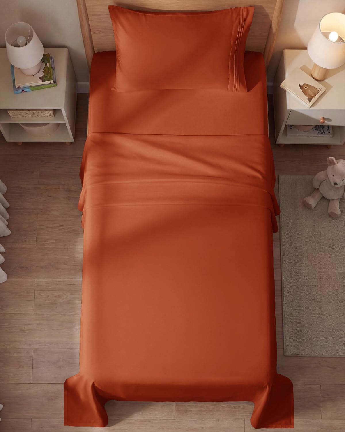 Twin Size 3 Piece Sheet Set - Comfy Breathable & Cooling Sheets - Hotel Luxury Bed Sheets for Women and Men - Deep Pockets, Easy-Fit, Soft and Wrinkle Free Sheets - Terracotta Oeko-Tex Bed Sheet Set
