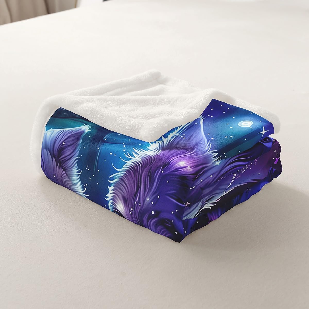 Erosebridal Wolf Fleece Blanket Botanical Flowers Sherpa Blanket 90"x90", Boho Floral Woodland Animals Galaxy Jungle Wild Animal Fuzzy Plush Throw