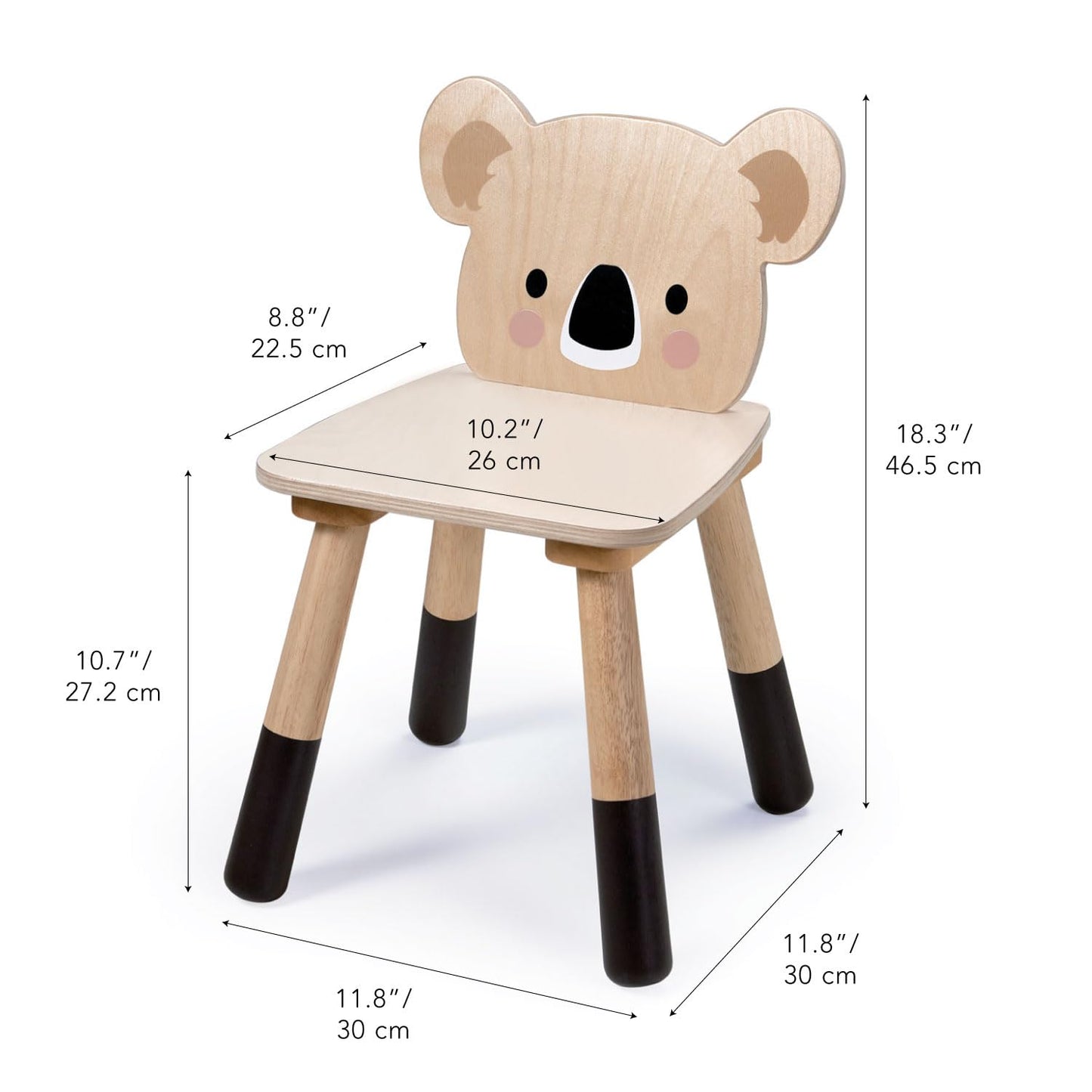 Tender Leaf Toys - Forest Koala Chair - Wooden Playroom Furniture for Kids - Cute and Sturdy Animal Themed Chair - Age 3+
