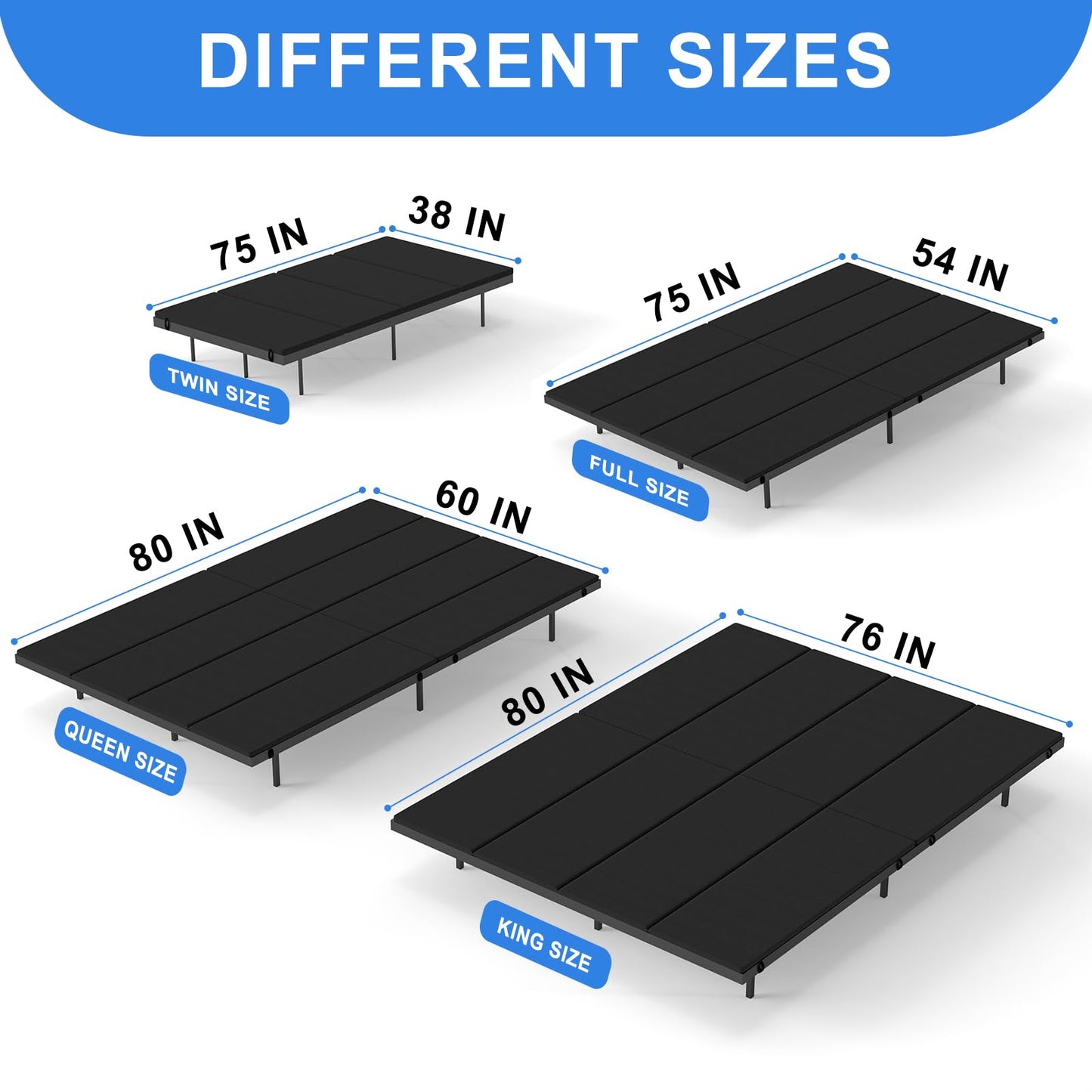 Rezant Heavy Duty Bunkie Board Full 54''x75'', Low Profile Anti-Sag Foundation, Breathable Non-Slip Support for Platform, Slatted & Bunk Beds