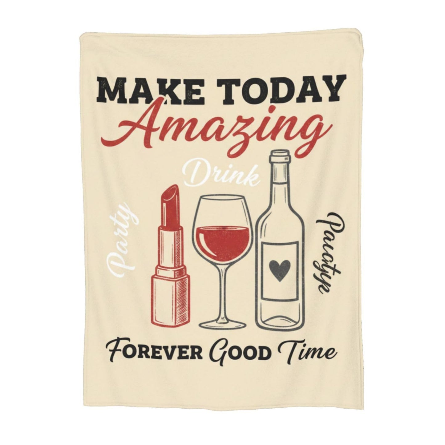 Fleece Throw Blanket for Couch, Wine Lipstick Soft Fuzzy Cozy Blankets Warm Lightweight Flannel Throws for Bed, Sofa, Travel, All Seasons 50x40 Inches