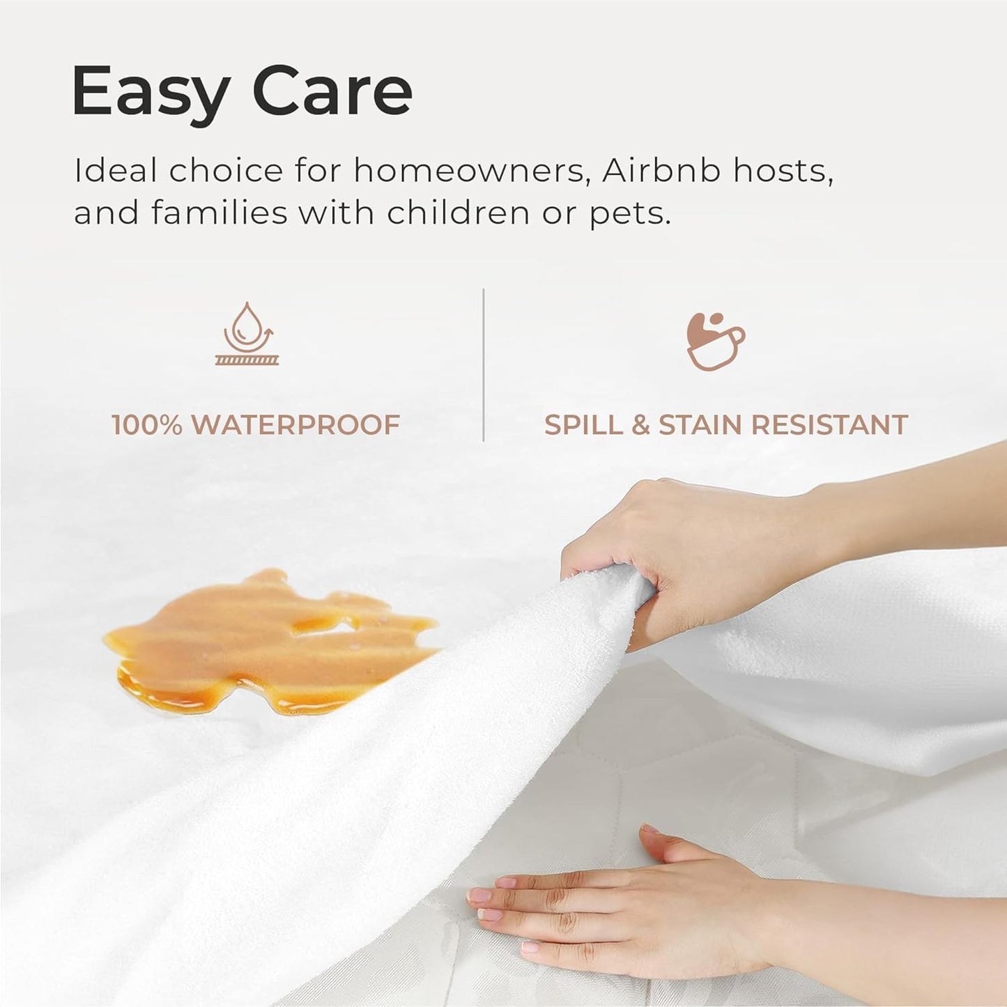 Comfort Beddings 100% Organic Cotton Mattress Protector Short Alaskan King Mattress Cover 250GSM, Waterproof, Noiseless Fitted Bed Cover Protector with 15" Deep Pocket