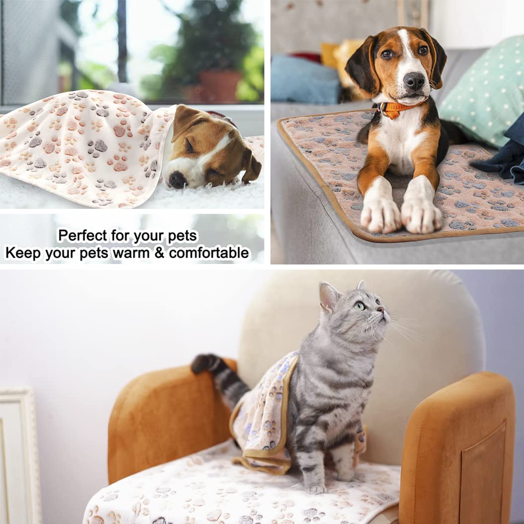 MIWOPET 3 Pack Cat and Dog Blanket Soft & Warm Fleece Flannel Sleep Mat, Great Pet Throw for Puppy, Kitten,Cats,Small, Medium & Large Dogs (Medium 30" x 20")