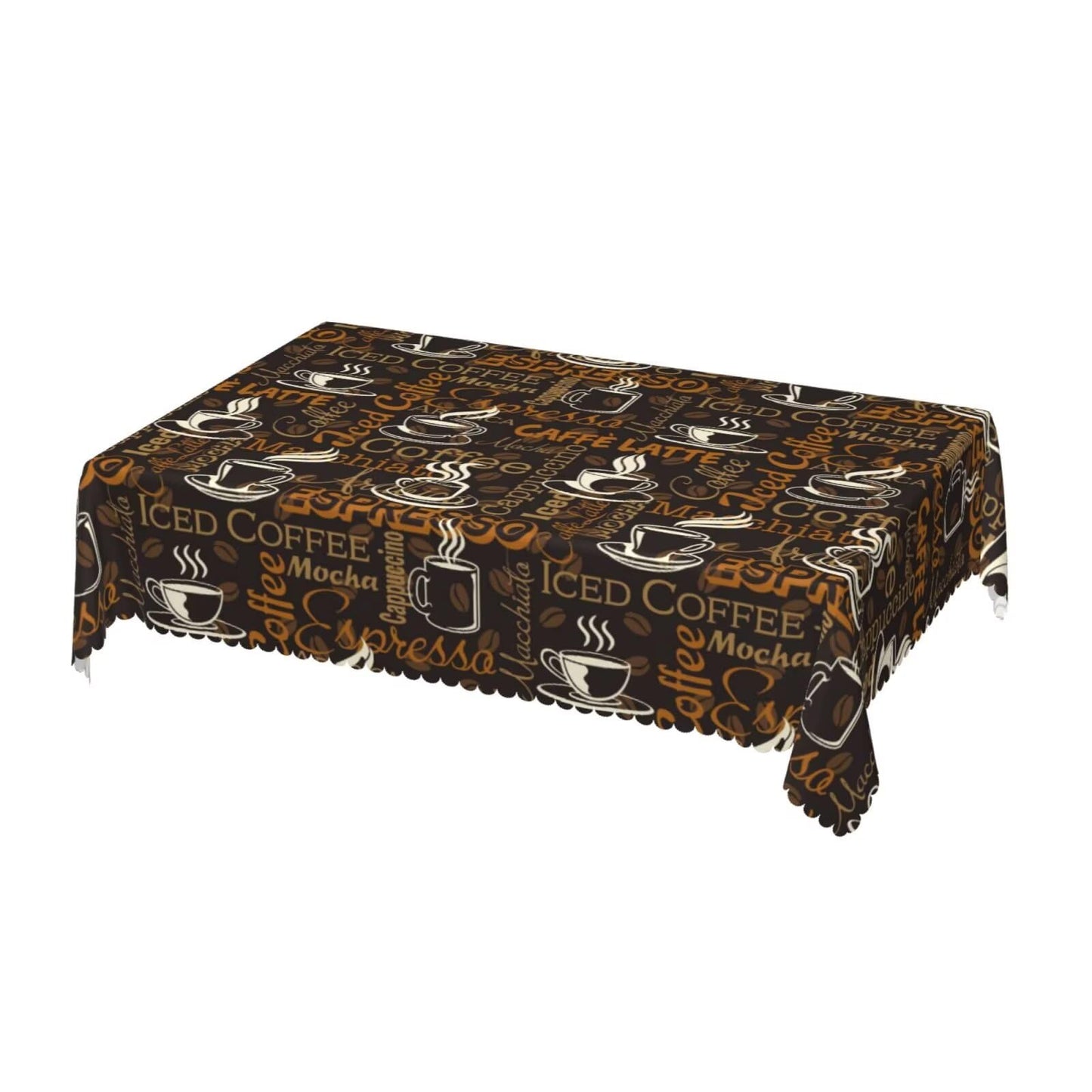 ZEJAYFEY Brown Coffee Rectangle Tablecloth Retro Cafe Theme Beans Table Cloths Americano Espresso Caffee Latte Cup Mocha Washable Table Cover for Home Kitchen Dining Party Decor 54 x 72 Inch