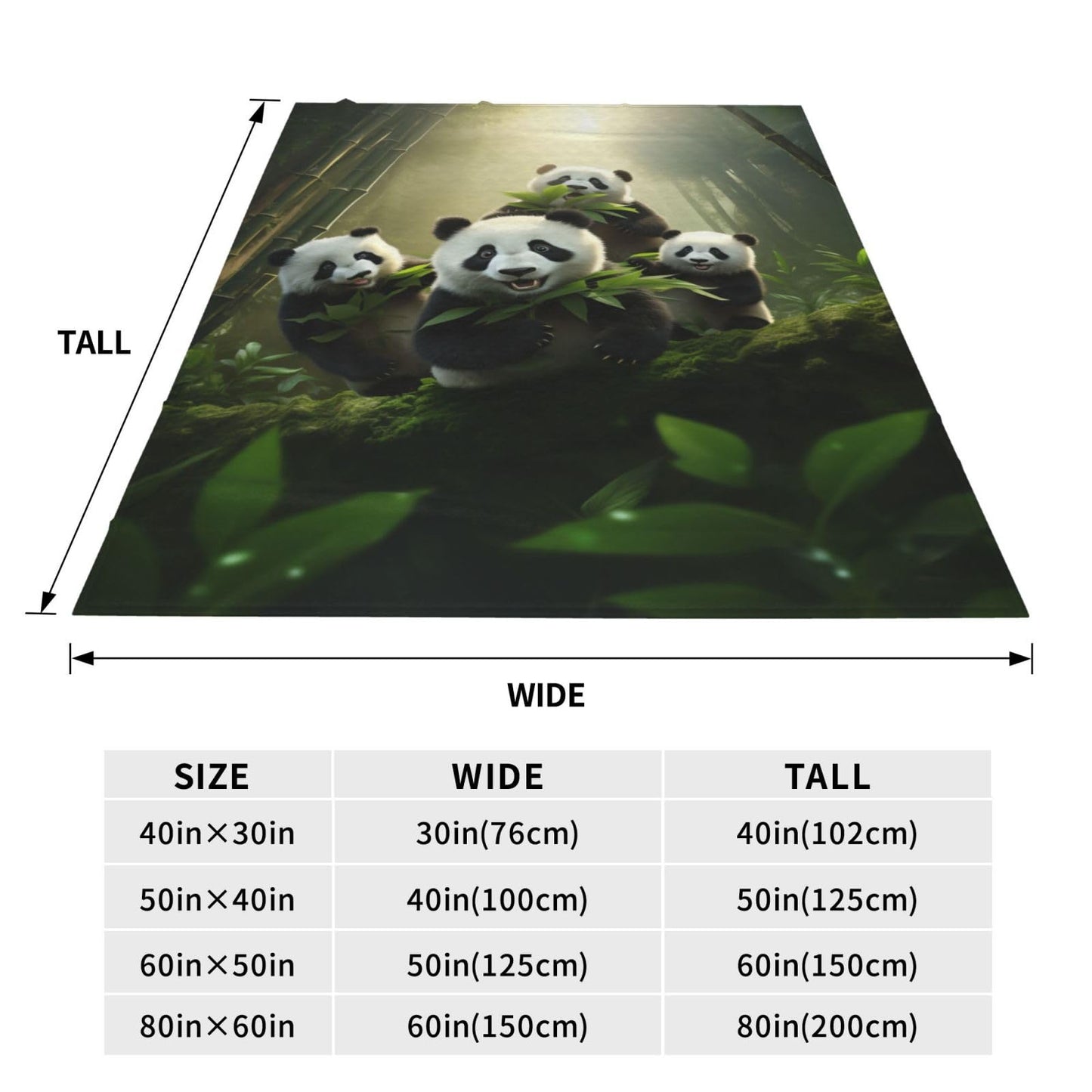 amepay Cute Pandas Bamboo Blanket Gifts for Adults Kids Girls Panda Bear Flannel Throw Blankets Soft Fuzzy Lightweight for Home Decor Couch Bed Sofa 60x50 Inches