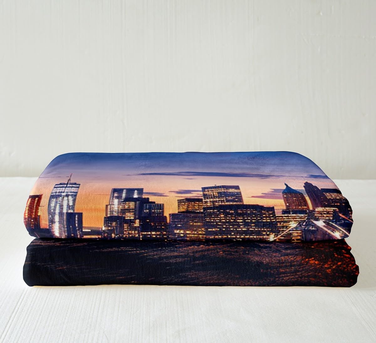 New York City Throw Blanket Cityscape Bed Blanket 50"x60",Manhattan Skyline Fleece Blanket Bridge Sunset Scenery Plush Blanket City Lights Couch Sofa Decor for Boys Girls Youth
