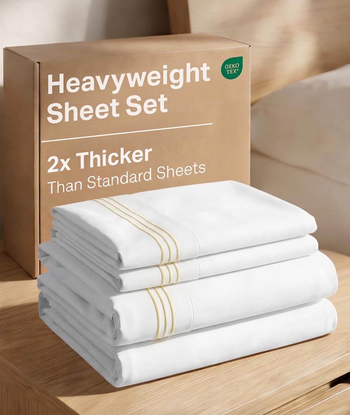 Extra Thick Heavyweight Queen Size 4 Piece Bed Sheet Set - Embroidery Bed Sheets - Soft & Wrinkle Free - Super Luxury Queen Bed Set - Premium Hotel Quality Bedding with Deep Pockets - Butter Yellow