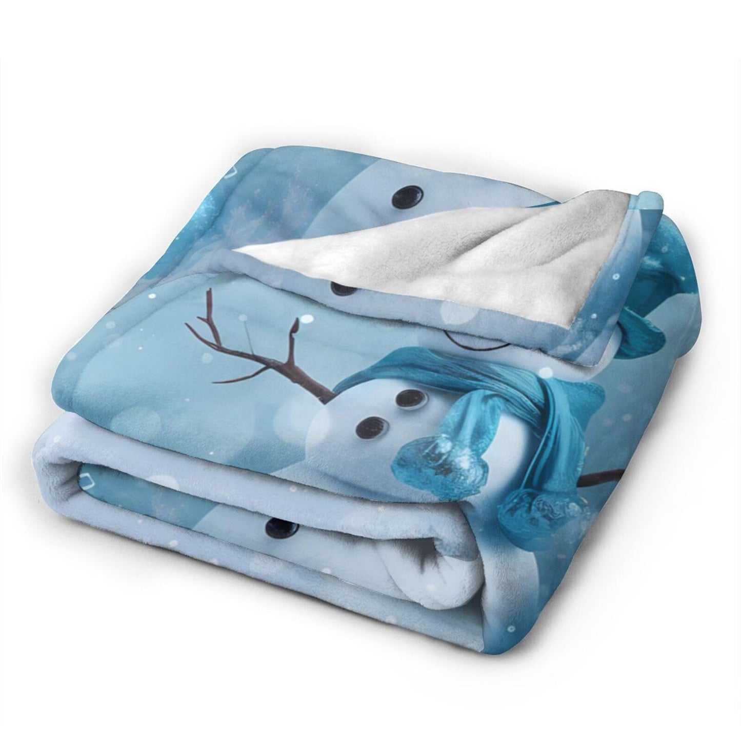 Christmas Snowman Ultra-Soft Flannel Throw Blankets, Blue Night Blanket for Bed Couch Sofa, All Seasons Home Camper Travel 60"x50"