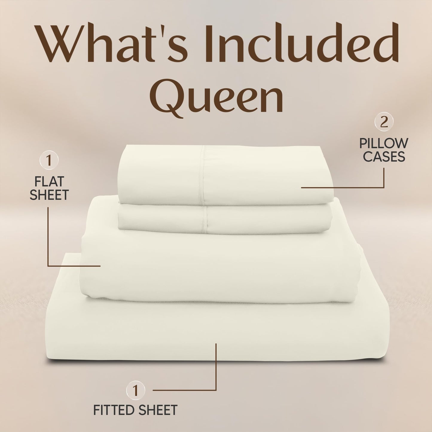Utopia Bedding Queen Size Sheet Set – 4 Piece Bed Sheets, Soft and Breathable Microfiber, Includes 1 Fitted Sheet, 1 Flat Sheet and 2 Pillowcases – Oeko Tex (Ivory)