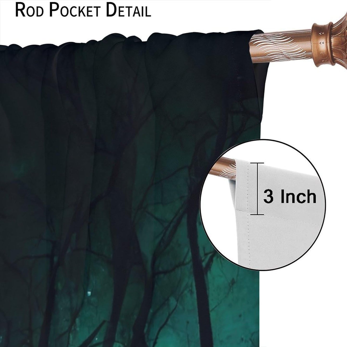 SHElifestyle Gothic Forest Curtains, Darkness Spooky Window Treatments, Creepy Horror Dark Tree Halloween Fireflies Window Drapes for Bedroom Living Room Kitchen W42 X L45
