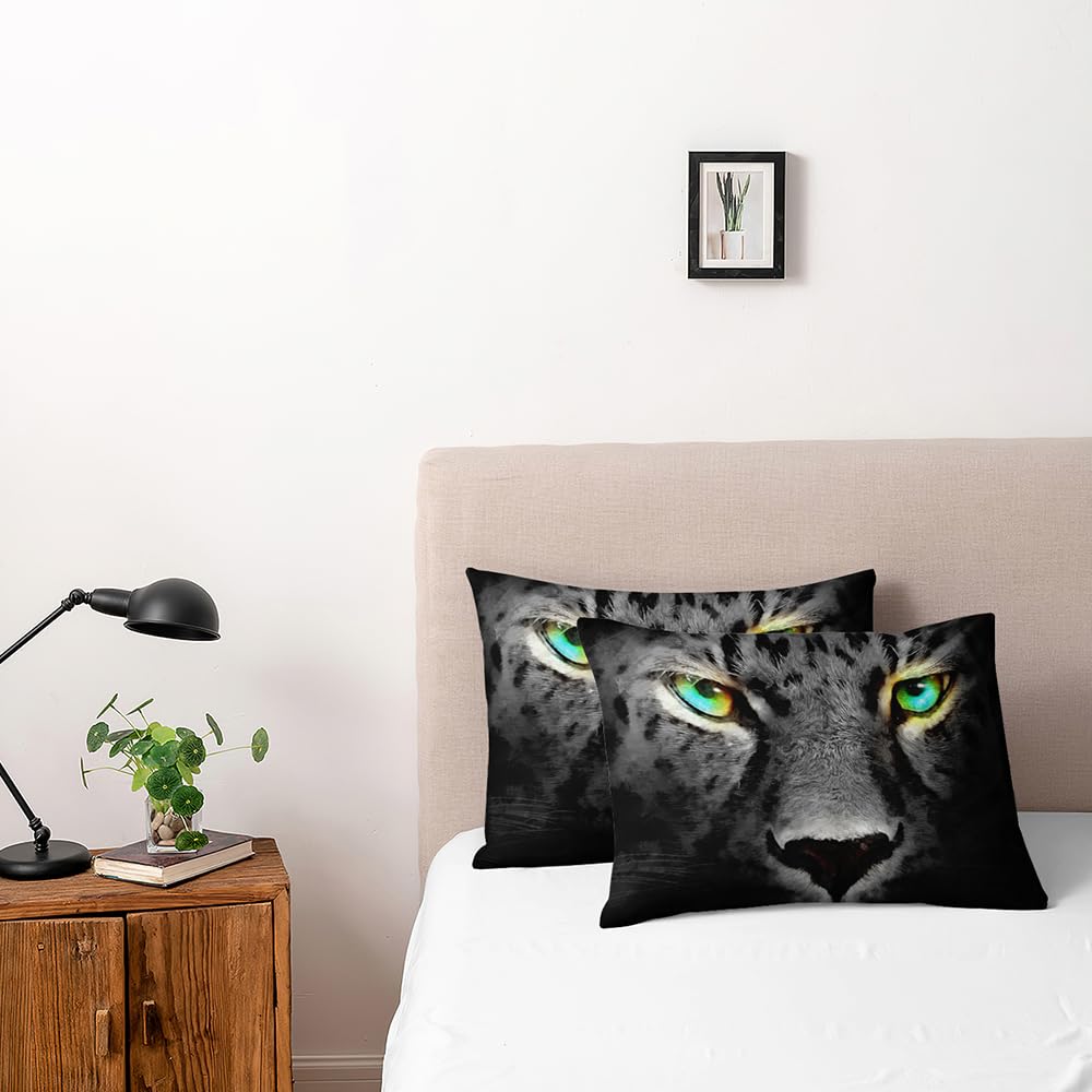Holiyjog Wild Cheetah Duvet Cover Set Black and Gray Leopard Comforter Cover with Pillow Shams King Size Leopard Print Bed Set Boys Bedroom Decor