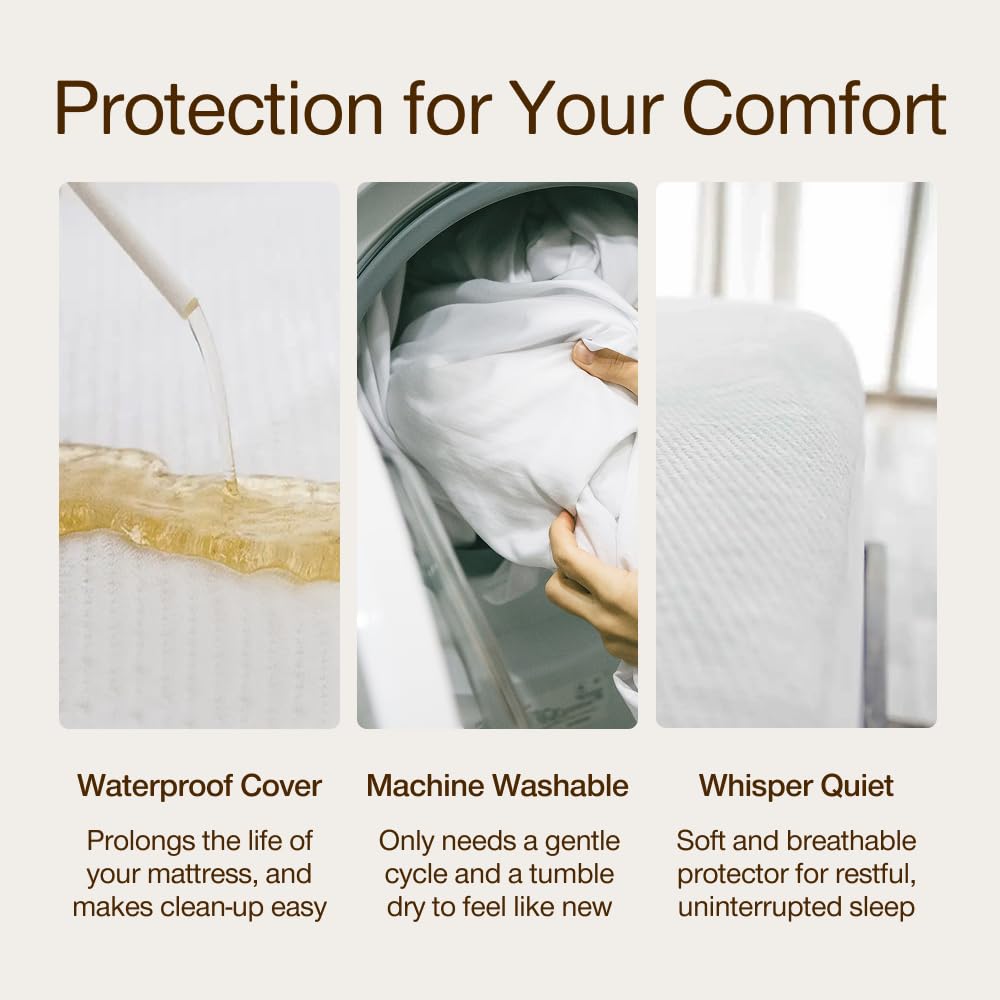 Coop Home Goods Ultra-Tech Waterproof Mattress Protector Full, Smooth Top Mattress Pad, Waterproof Cover, Up to 18 Inches Deep, Machine Washable, Noiseless Comfort, Full (54x75)