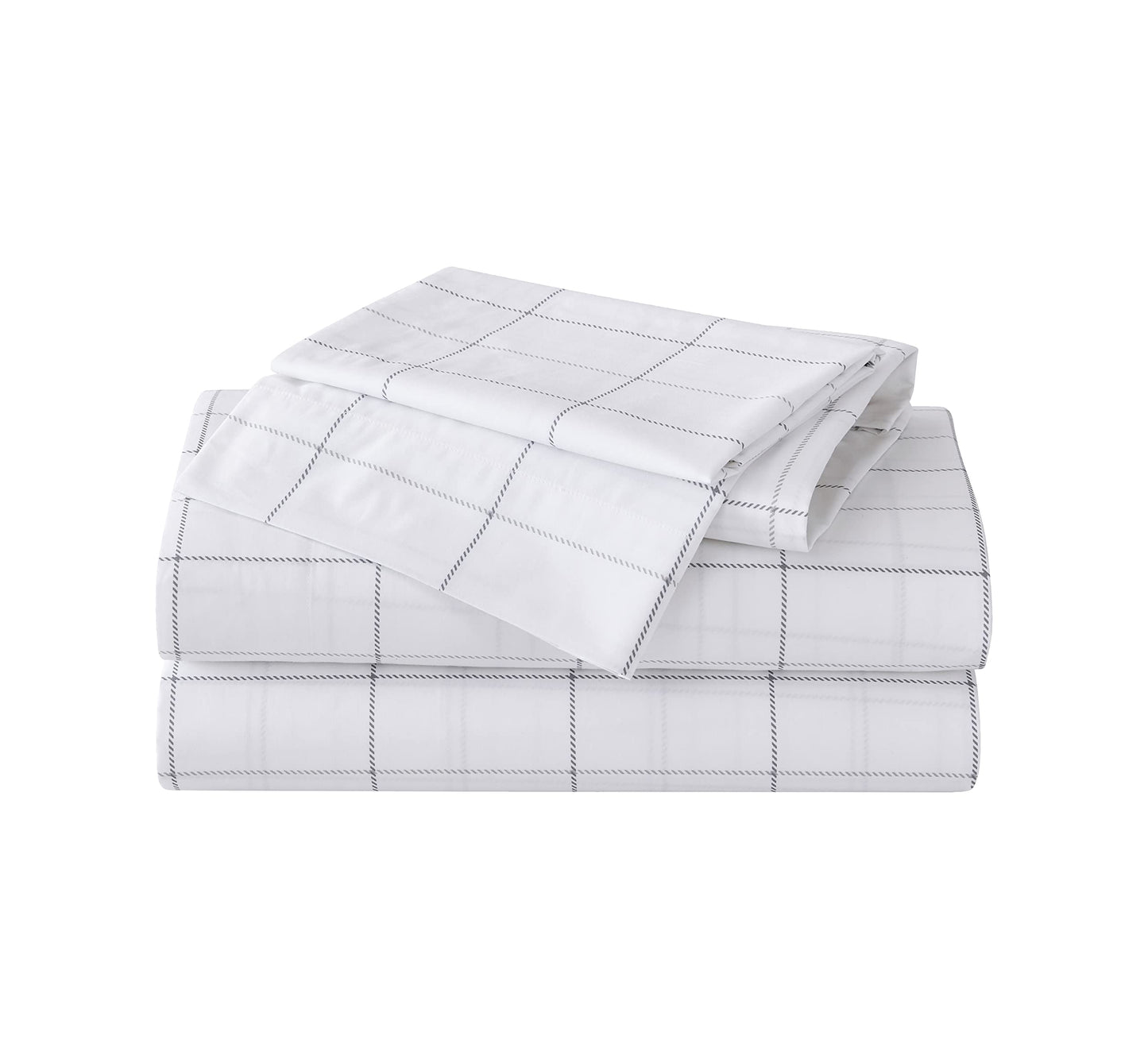 Eddie Bauer - Twin Sheet Set, Cotton Percale Bed Sheets, Crisp & Cool, Ideal Dorm Essentials (Northern Plaid Grey, Twin)